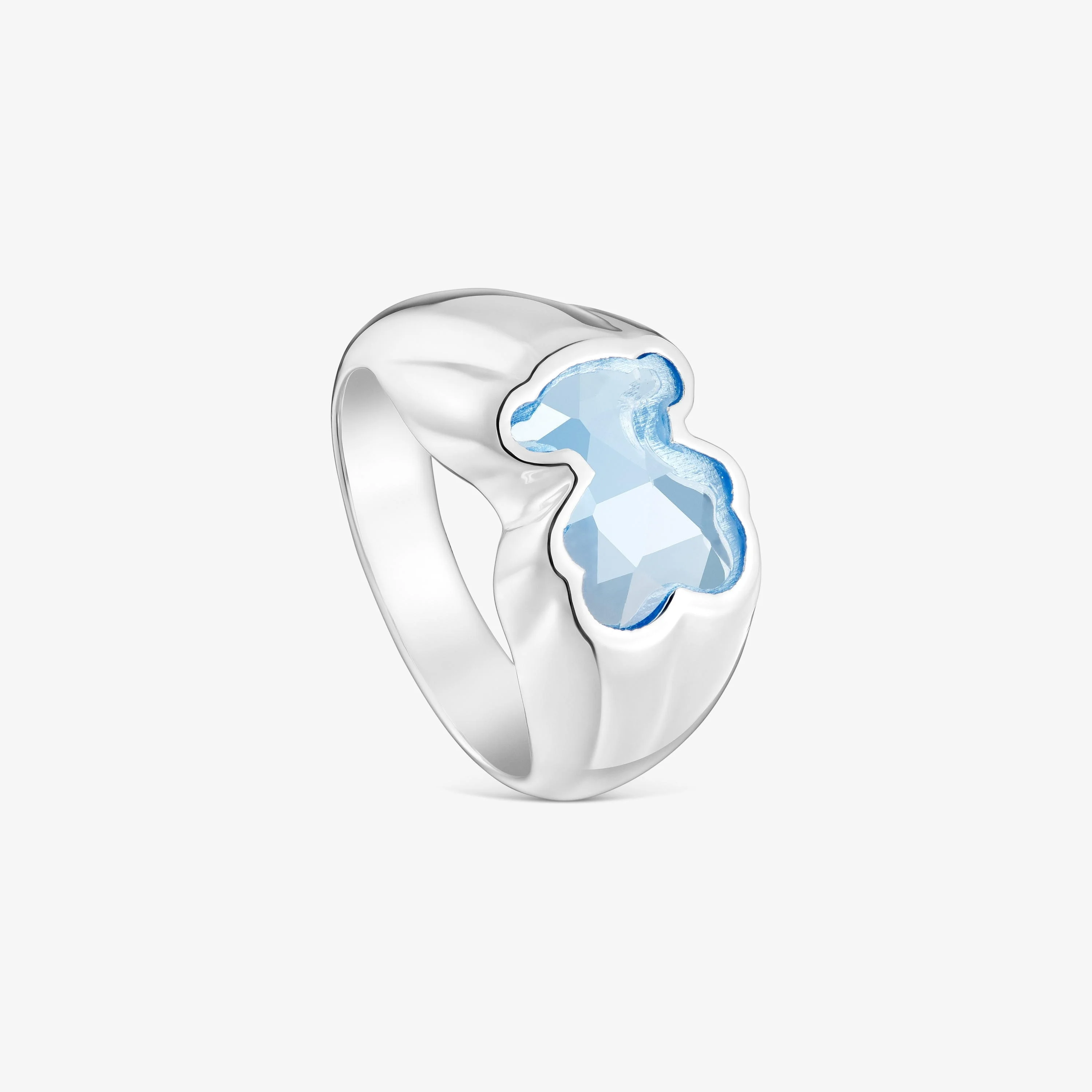 Medium silver Ring with laboratory-grown blue spinel Icon Color LGG - 1
