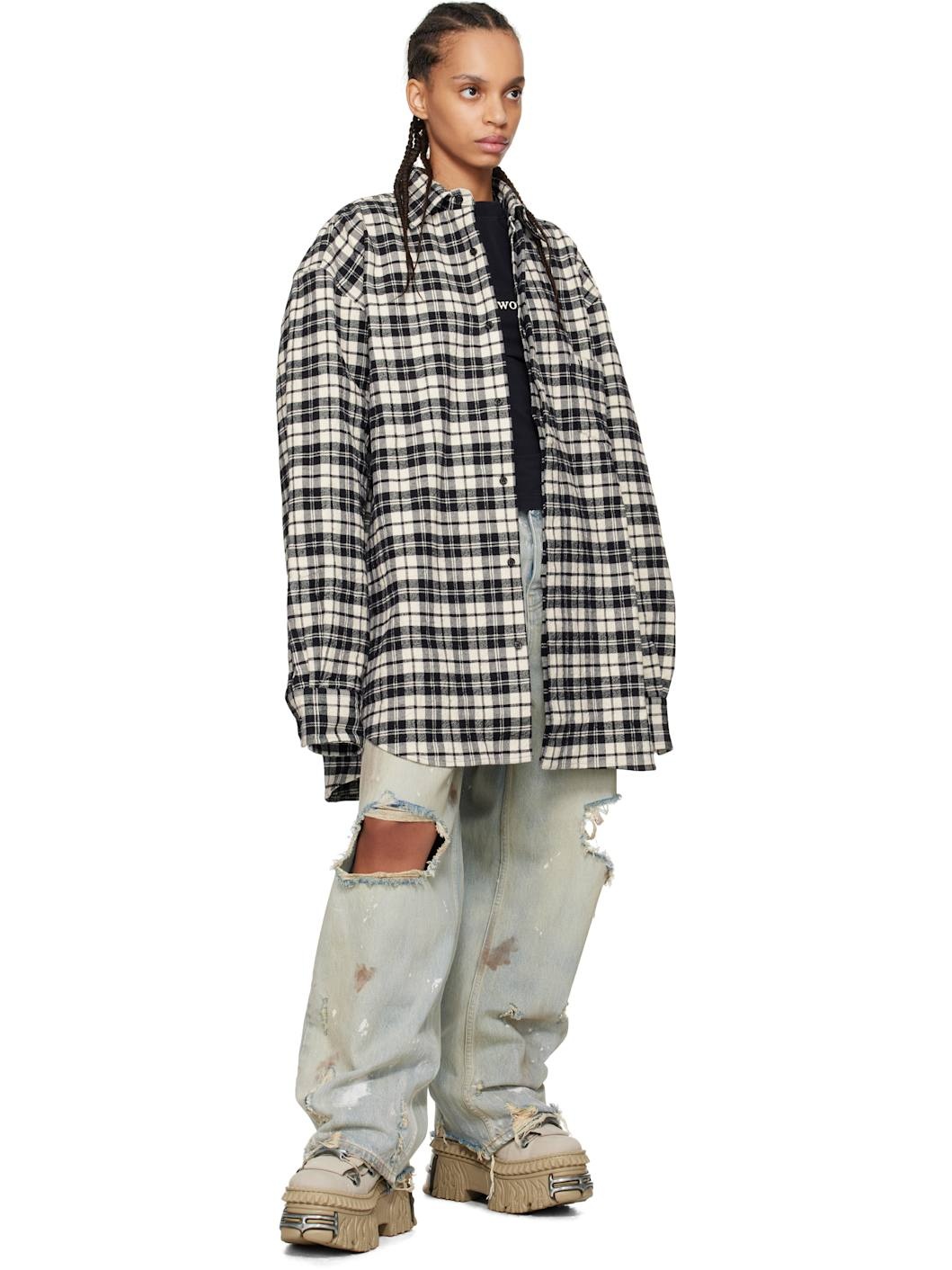 Black Metalized Wrinkled Pyjama Shirt - 5