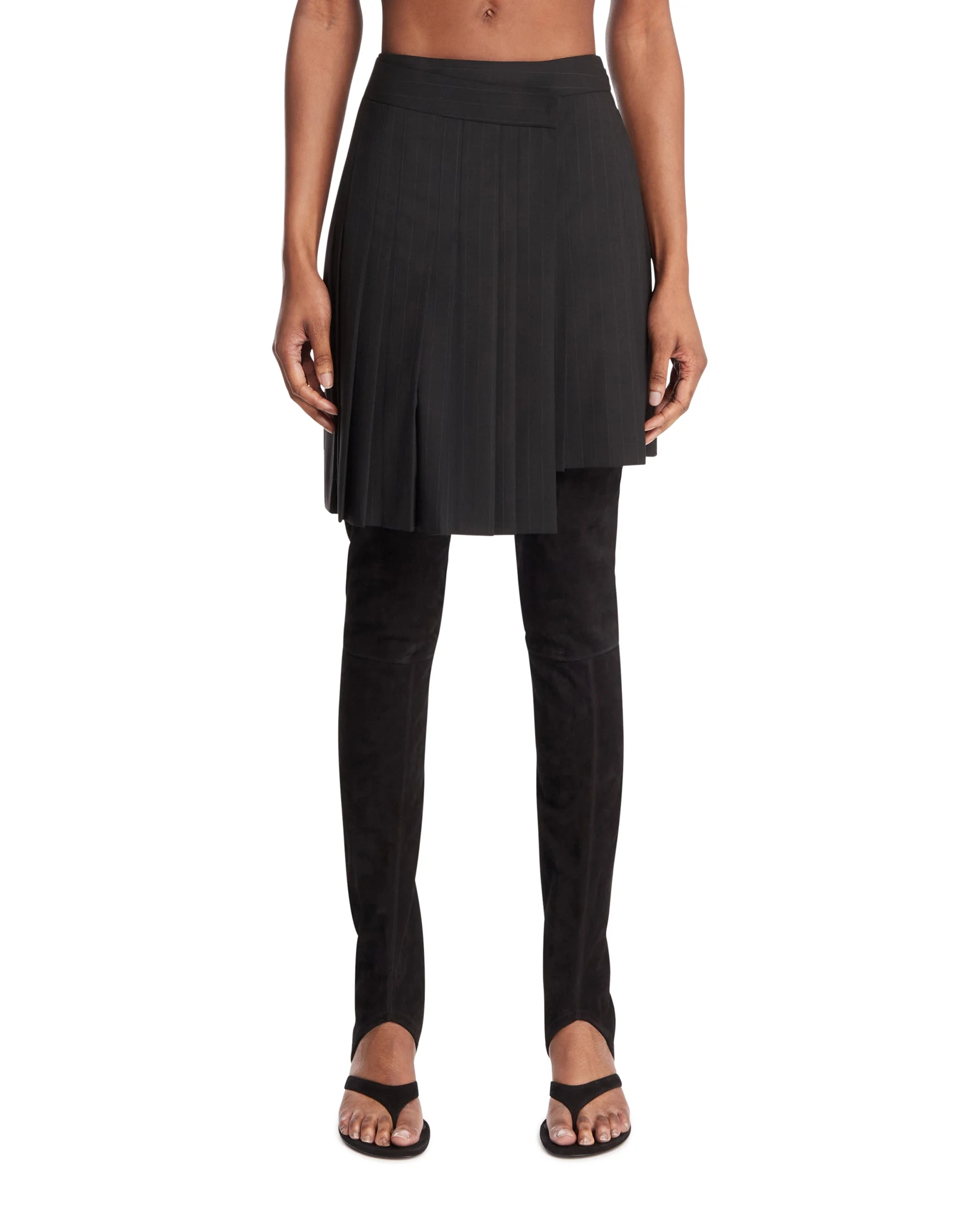 Black Asymmetric Pleated Skirt - 1