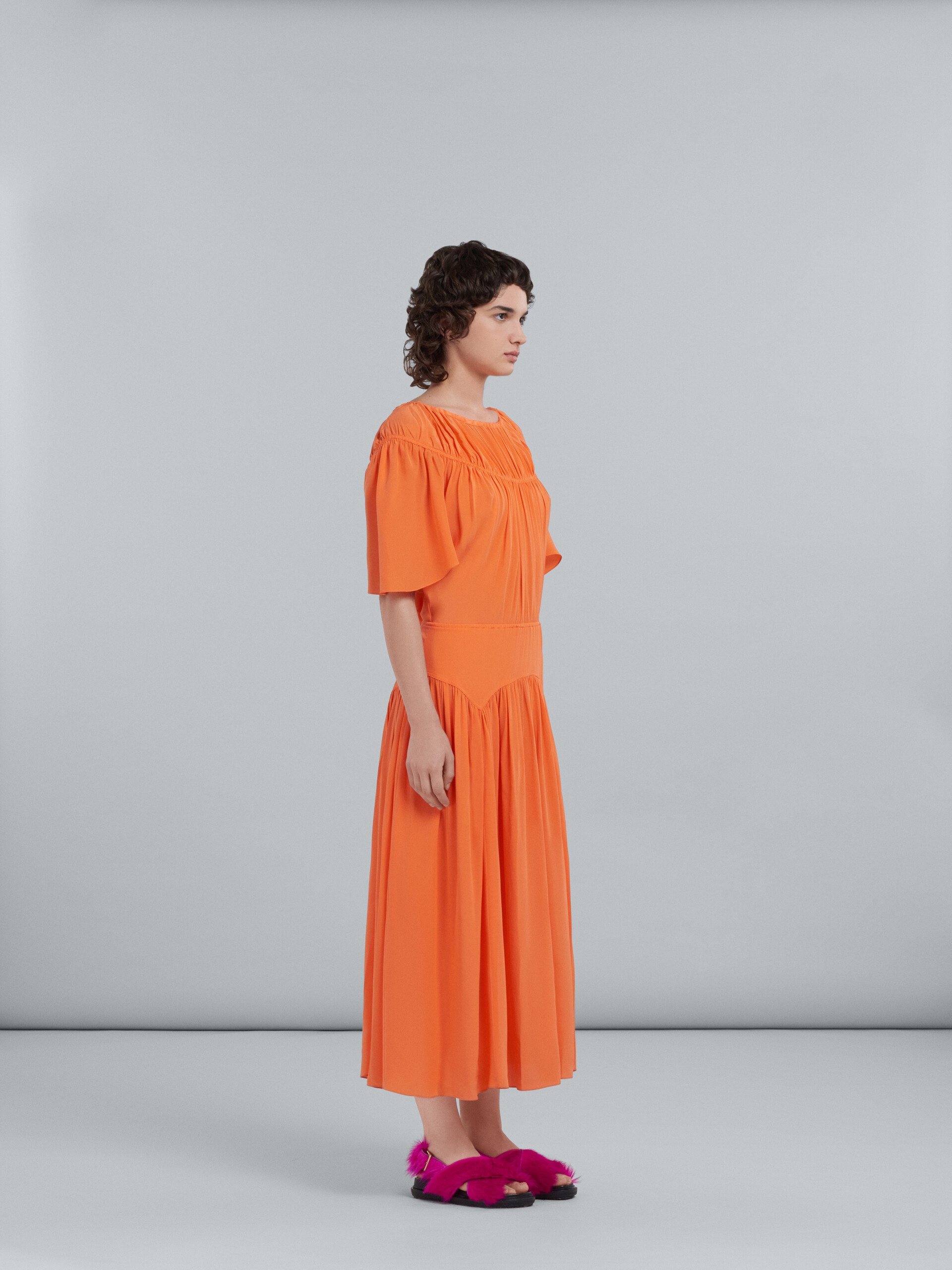 LONG DRESS IN ORANGE SILK - 6