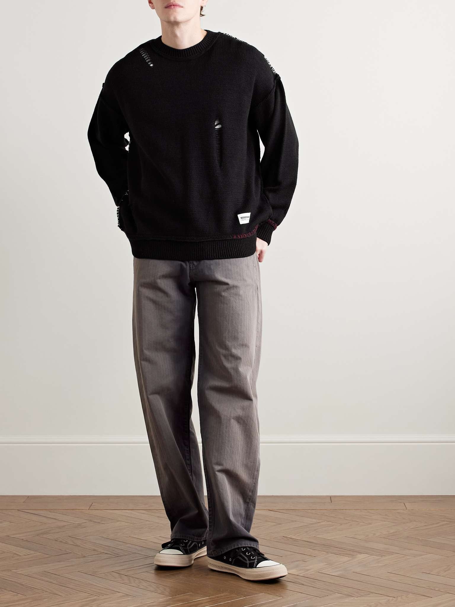 Savage Logo-Appliquéd Distressed Knitted Sweater - 2