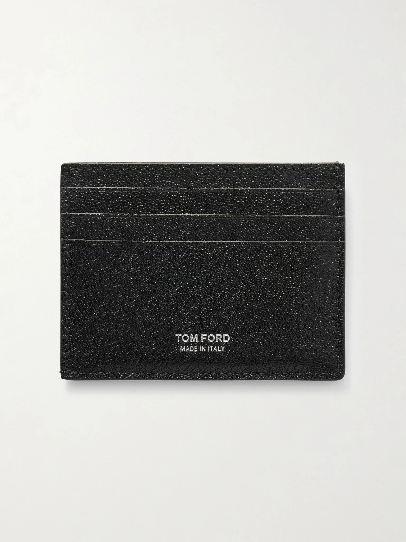 Pebble-Grain Leather Cardholder Black - 1