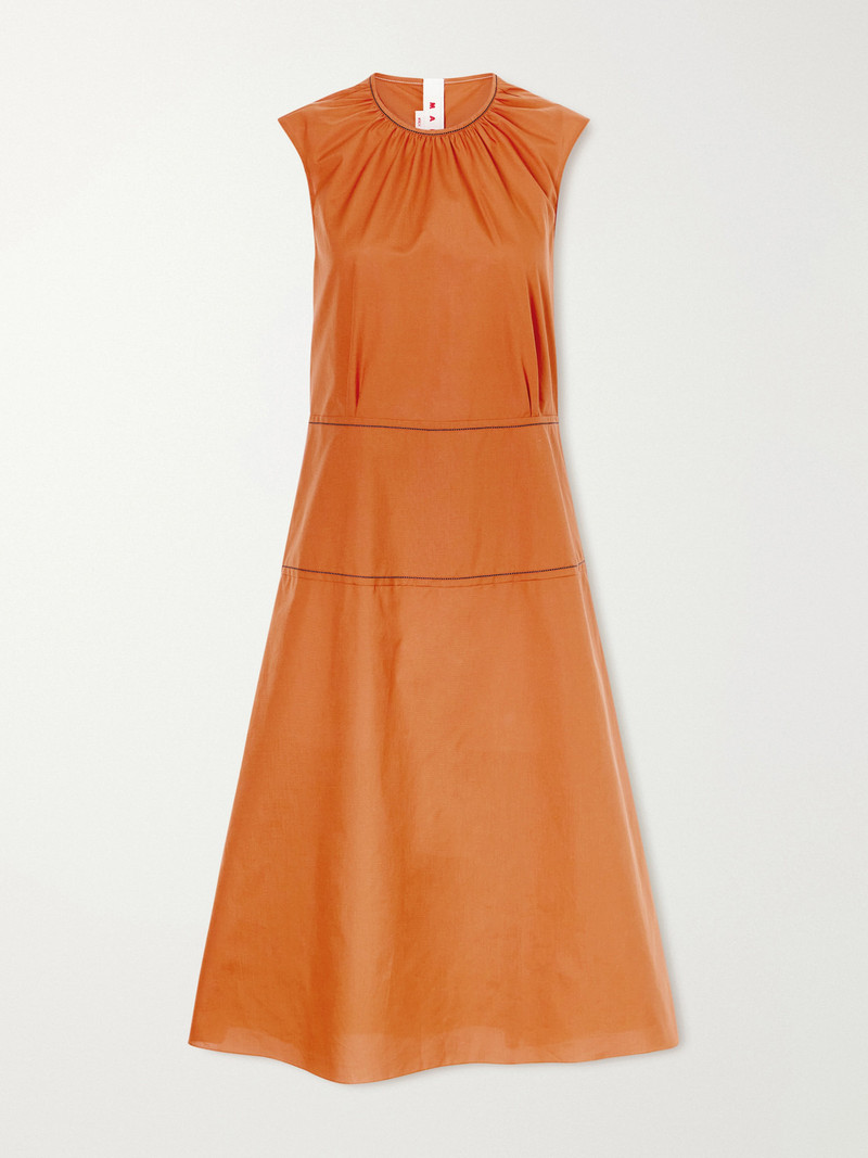 Gathered Cotton-poplin Midi Dress 1