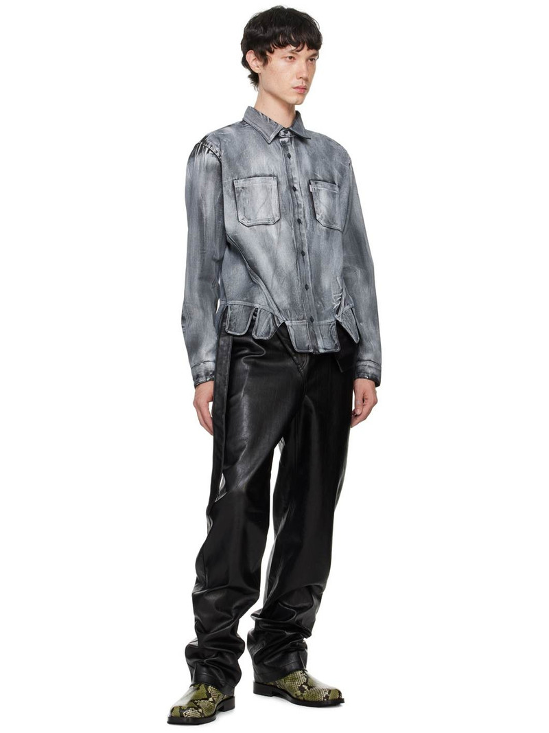JUNTAE KIM Black Square Petal Corset Shirt outlook