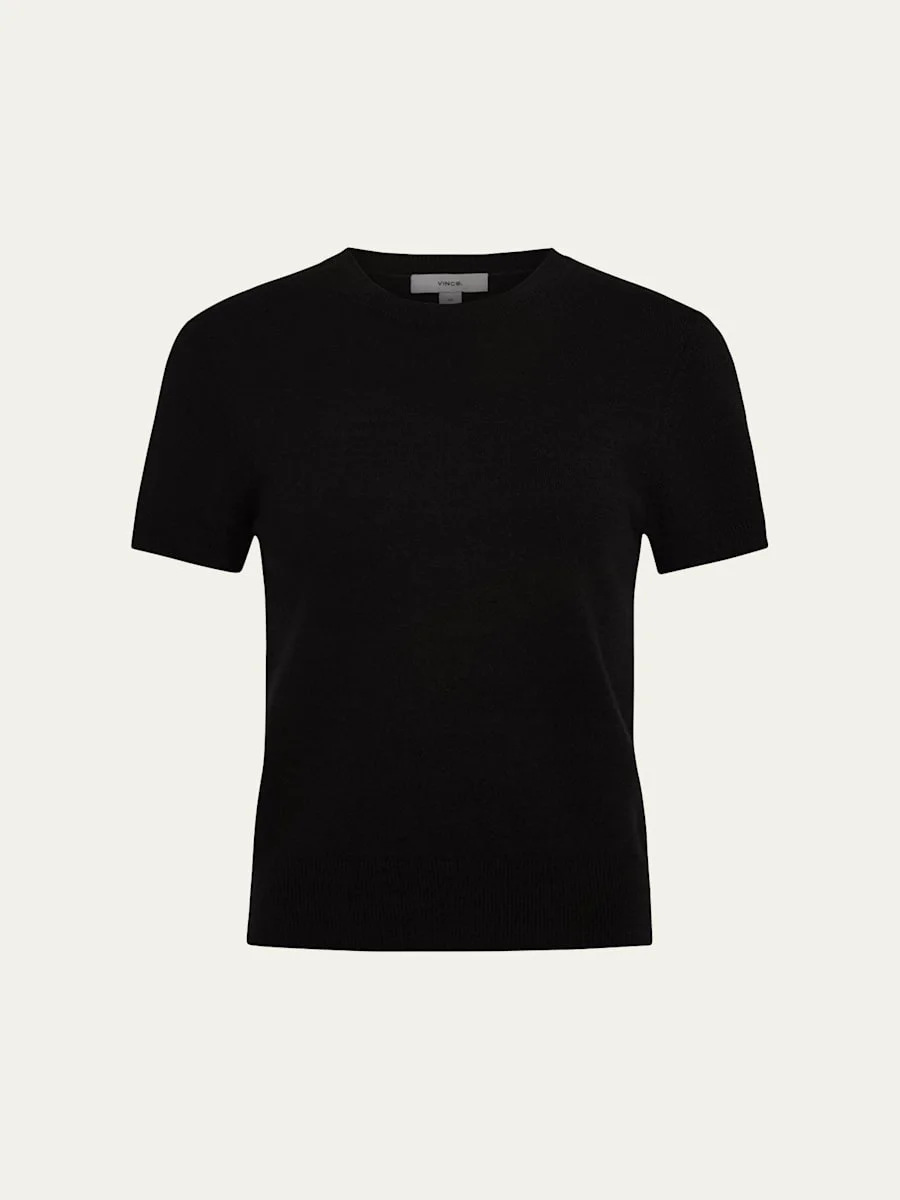 Short-Sleeve Cashmere-Blend Tee - 1