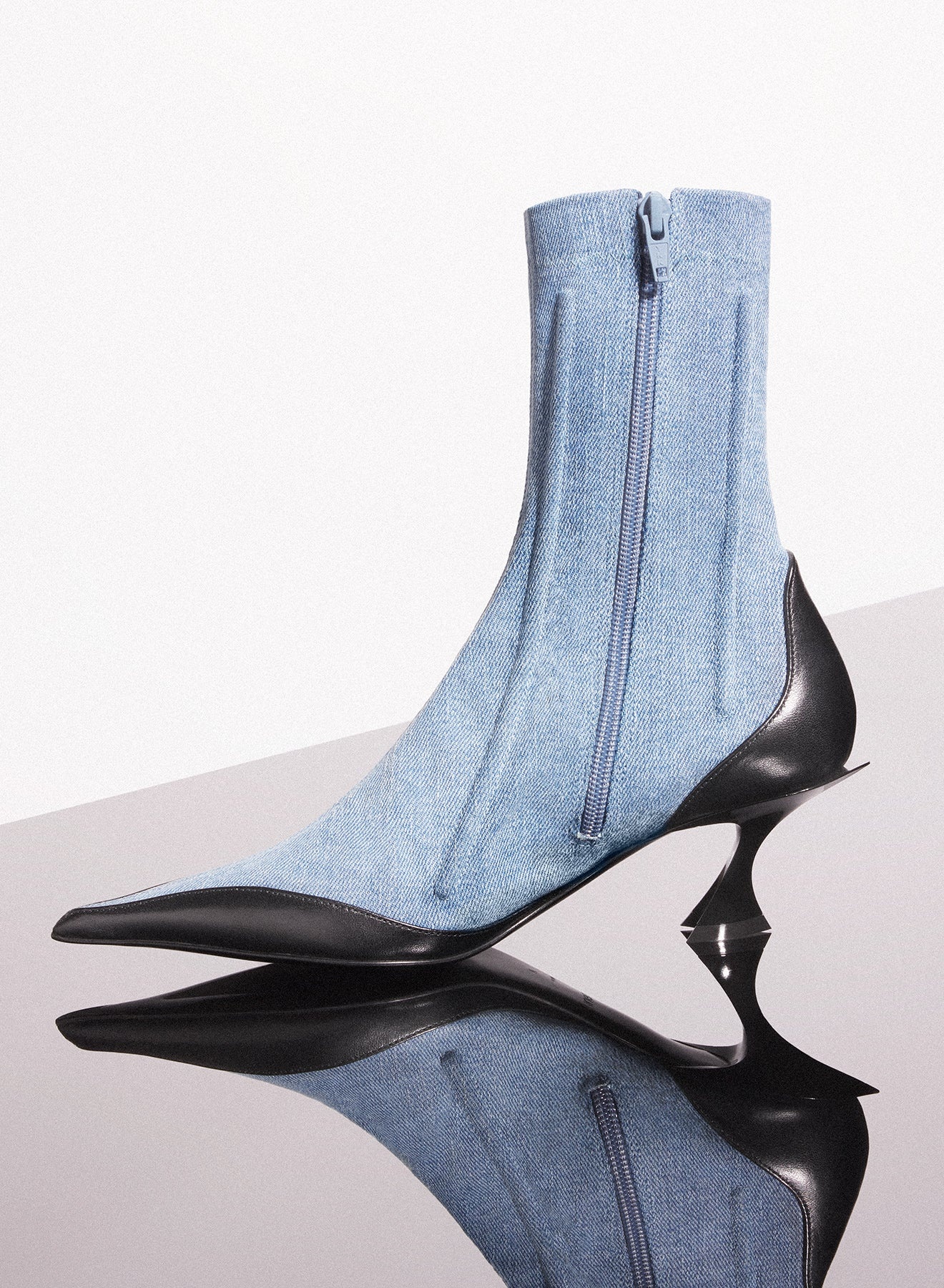 blue boned denim fang 55 ankle boots - 2