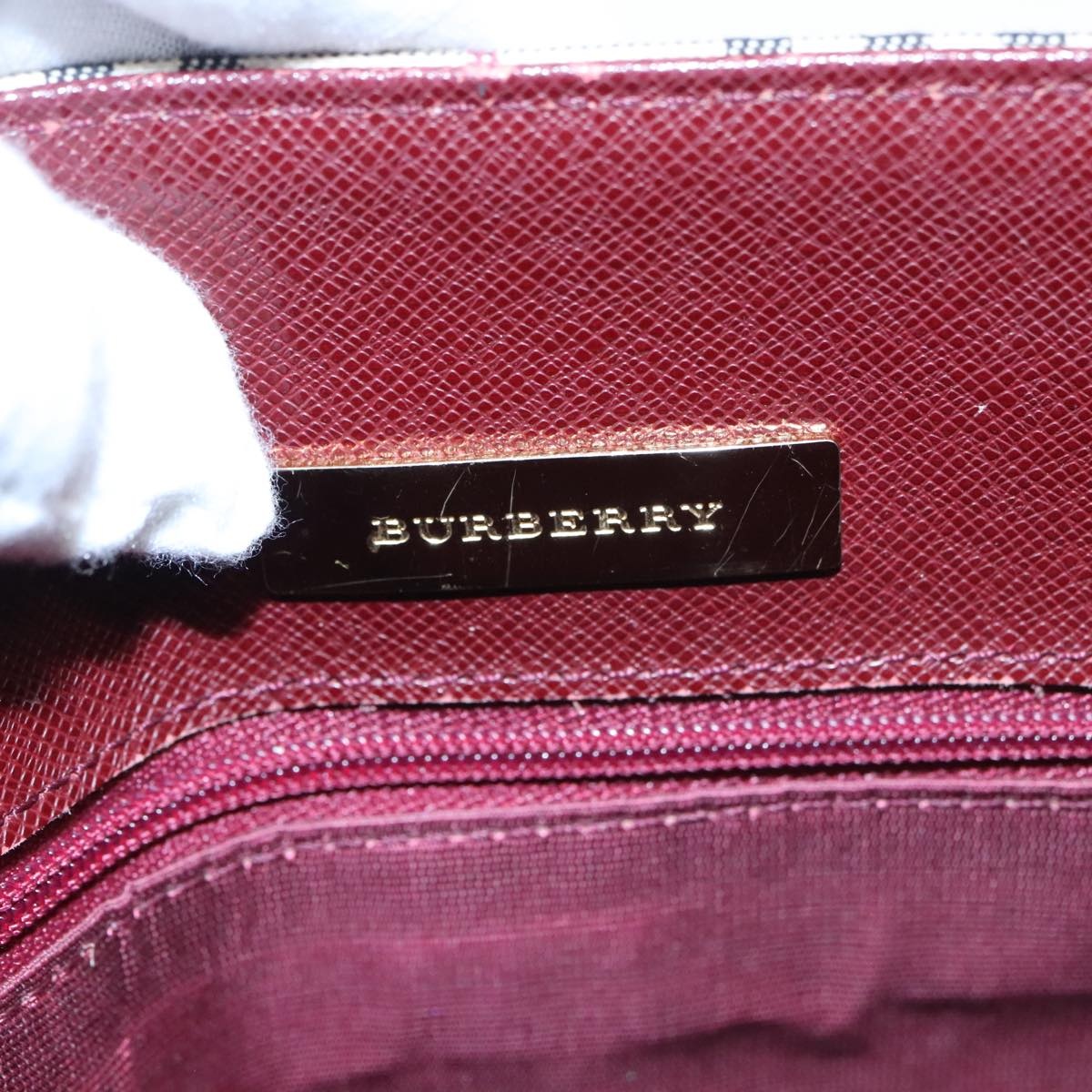 Burberry Nova Check Tote Bag Canvas Leather Gold Beige - 10