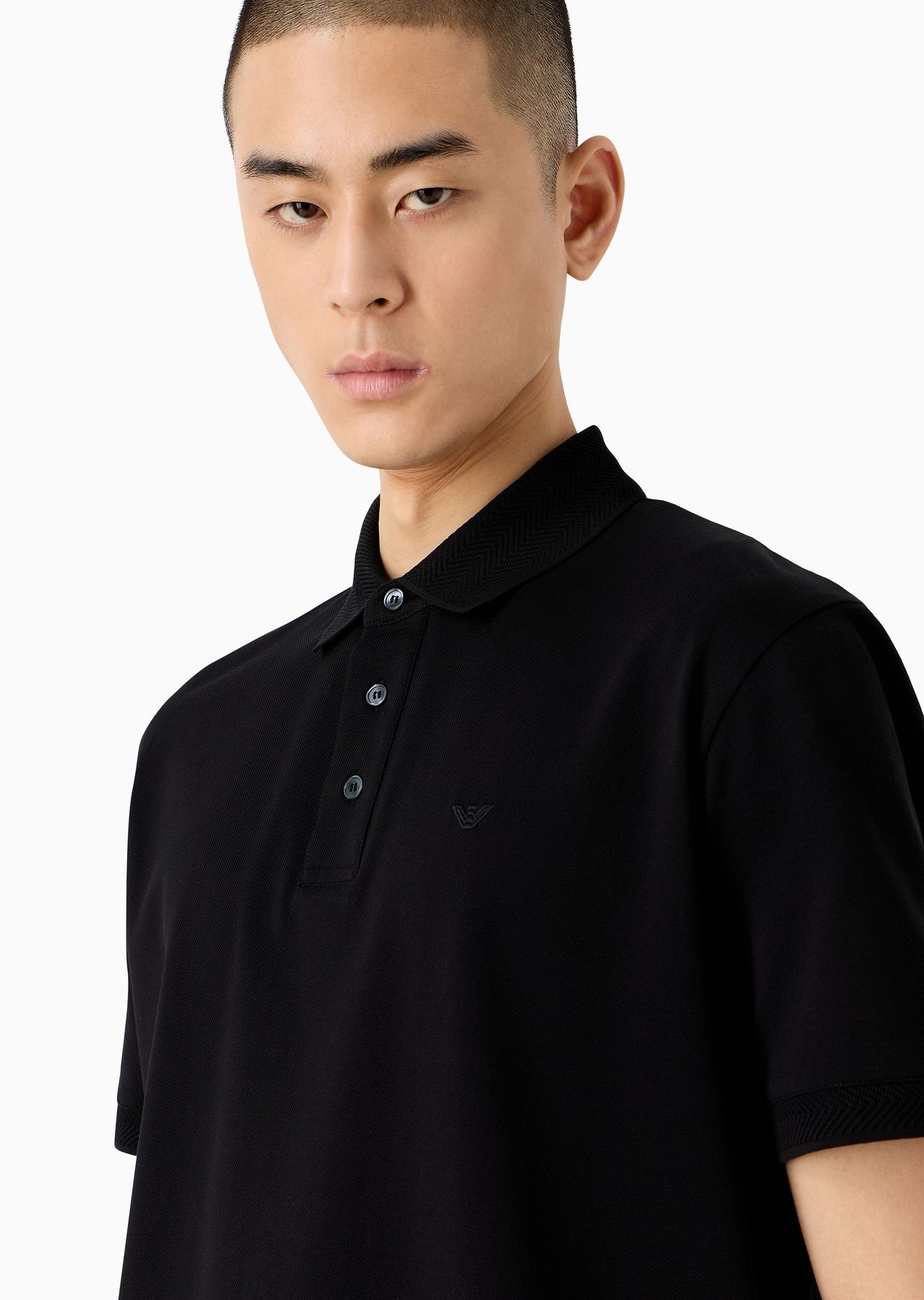 Mercerized piqué polo shirt with chevron trim - 5