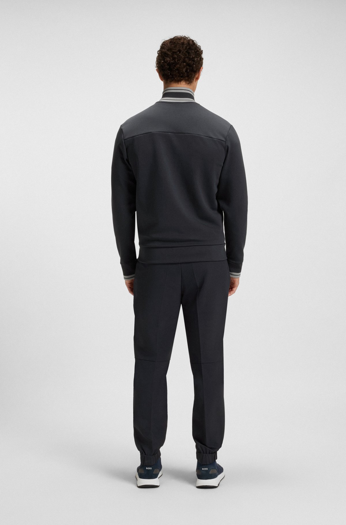 ZIP-UP SWEATSHIRT WITH STRIPED TRIMS - 5