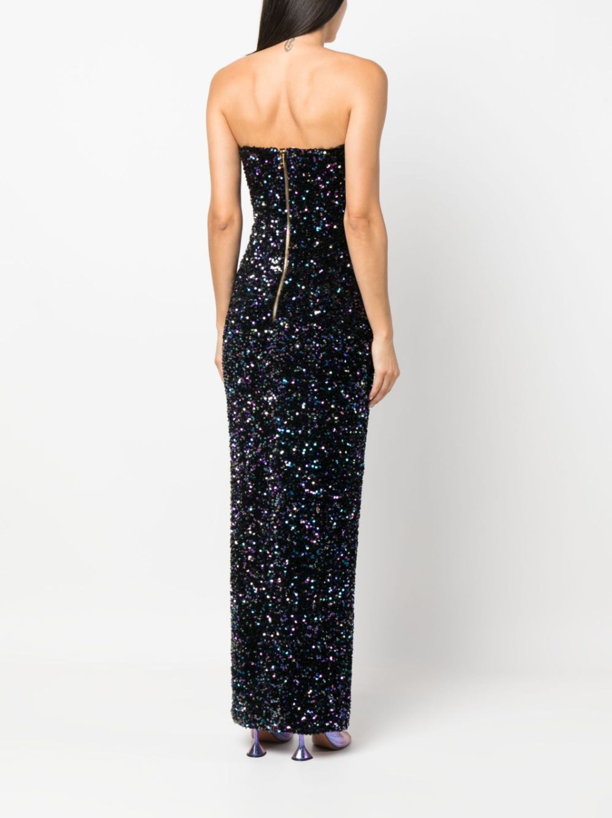 sequinned strapless gown - 4