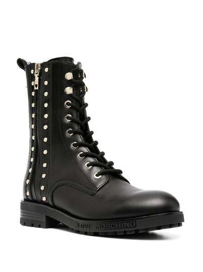 Moschino studded lace-up ankle boots outlook