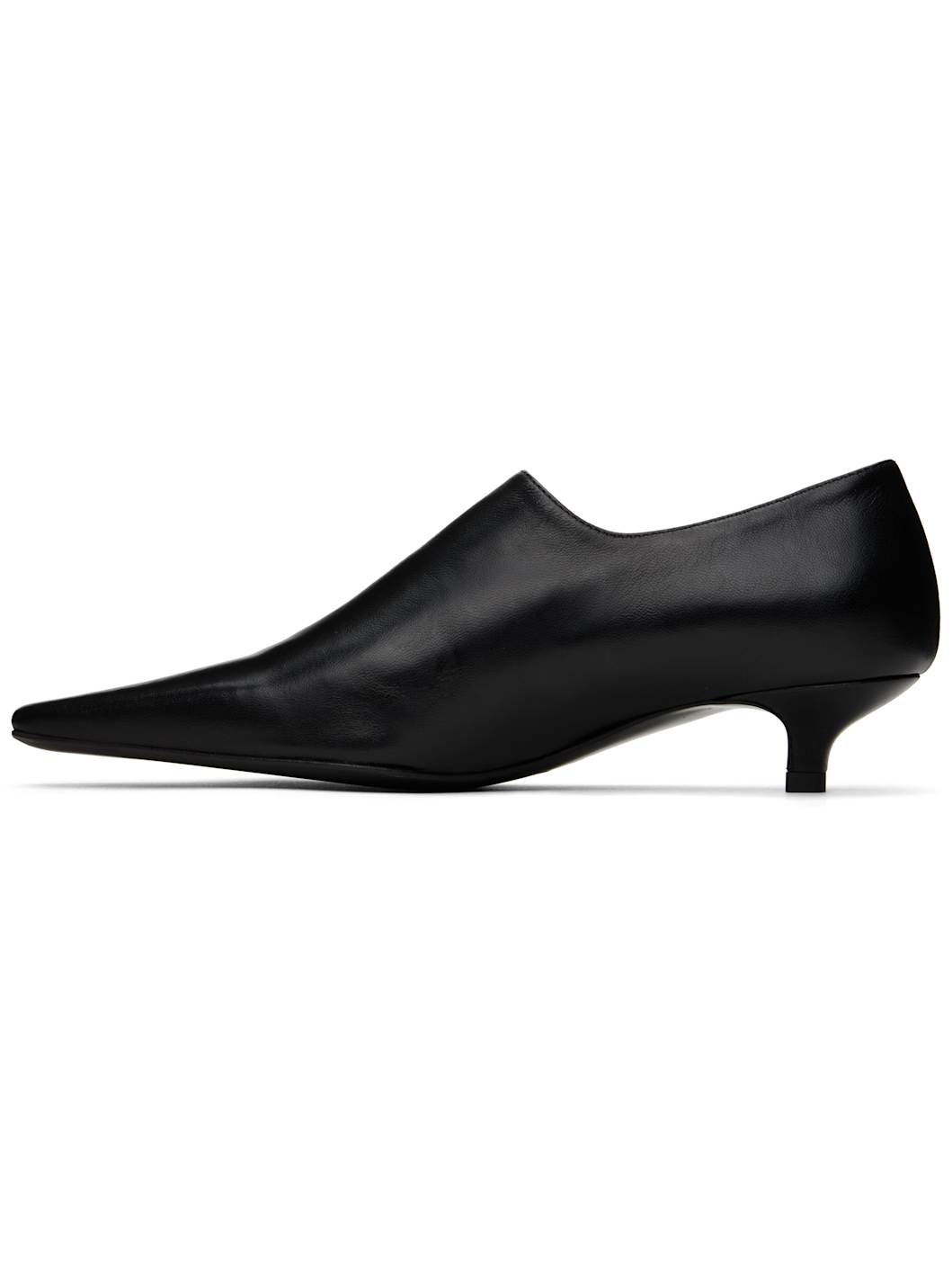 Black Leather Kitten Heels - 3