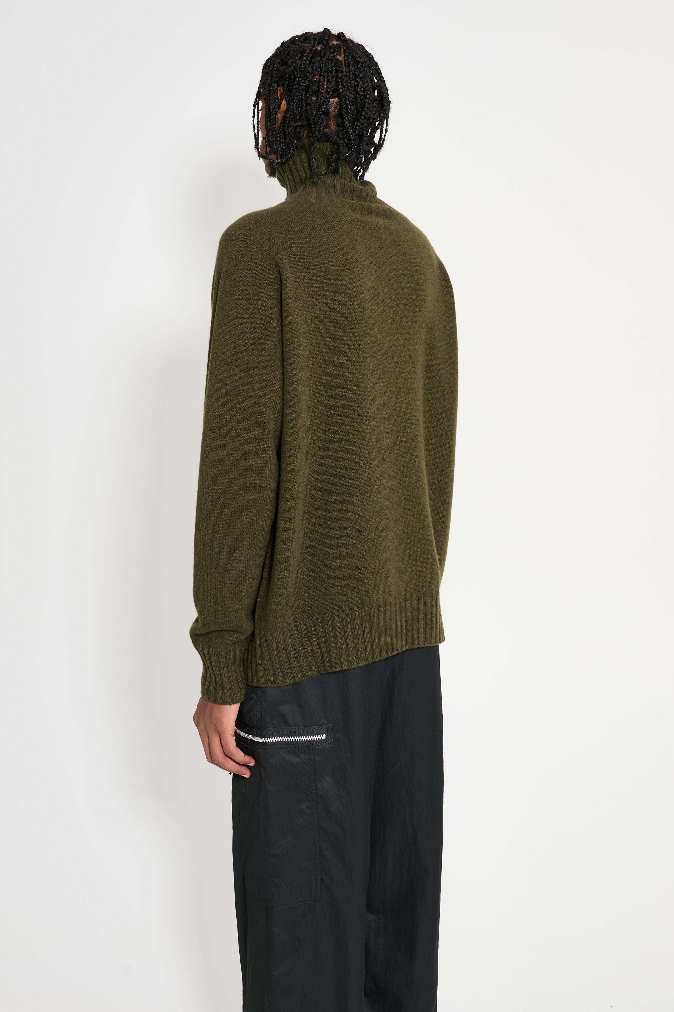 MARGARET HOWELL WIDE ROLL NECK CASHMERE KELP - 4