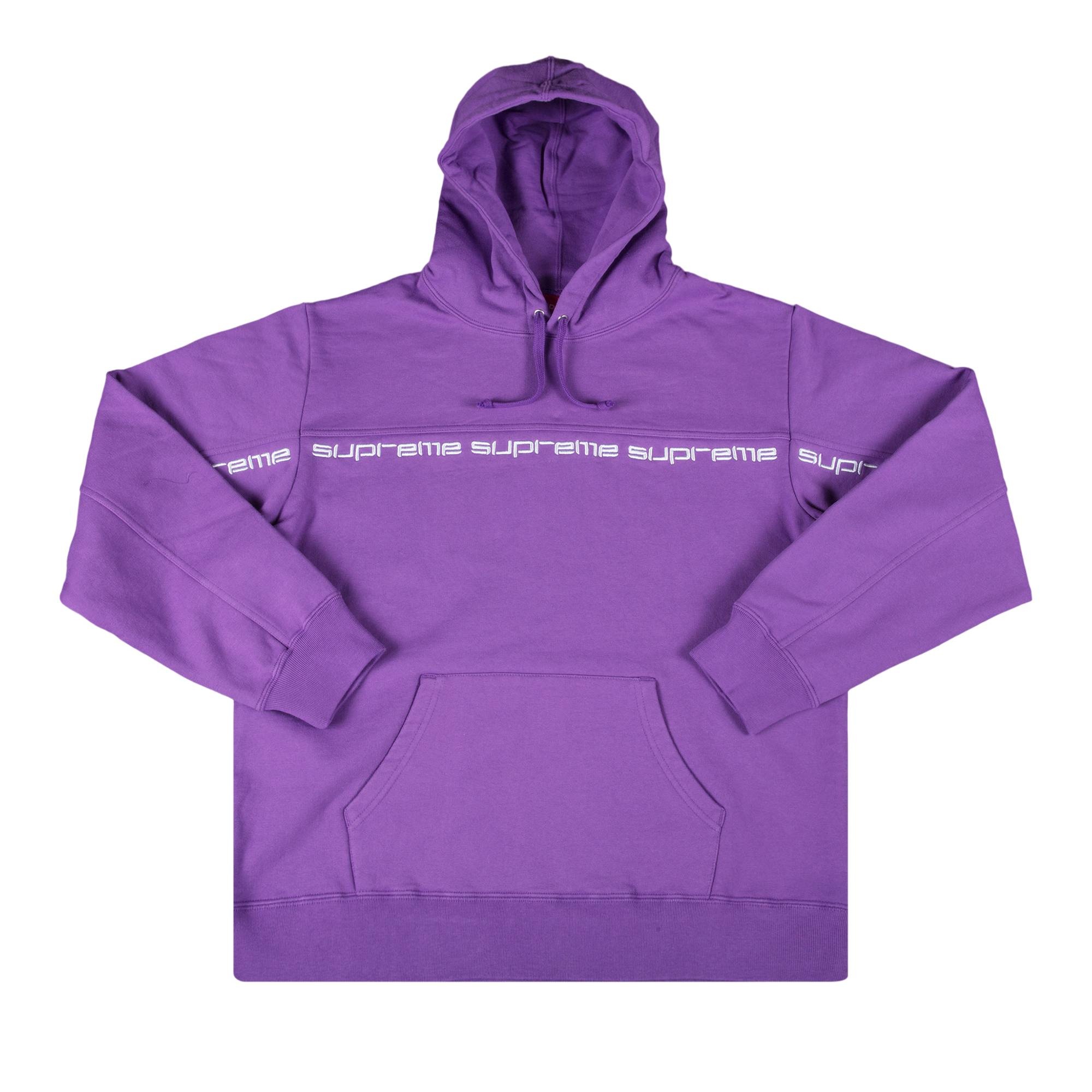 Supreme Text Stripe Hooded Sweatshirt 'Violet' - 1