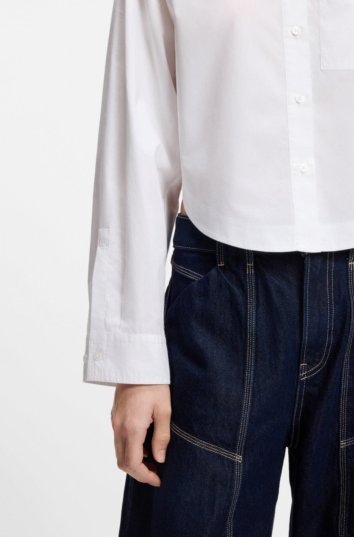 OVERSIZE-FIT CROPPED BLOUSE IN COTTON POPLIN - 6