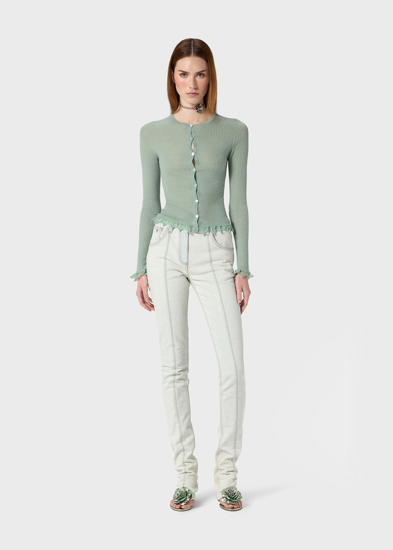 Blumarine RIBBED CARDIGAN WITH LAMÉ SCALLOPED HEM outlook