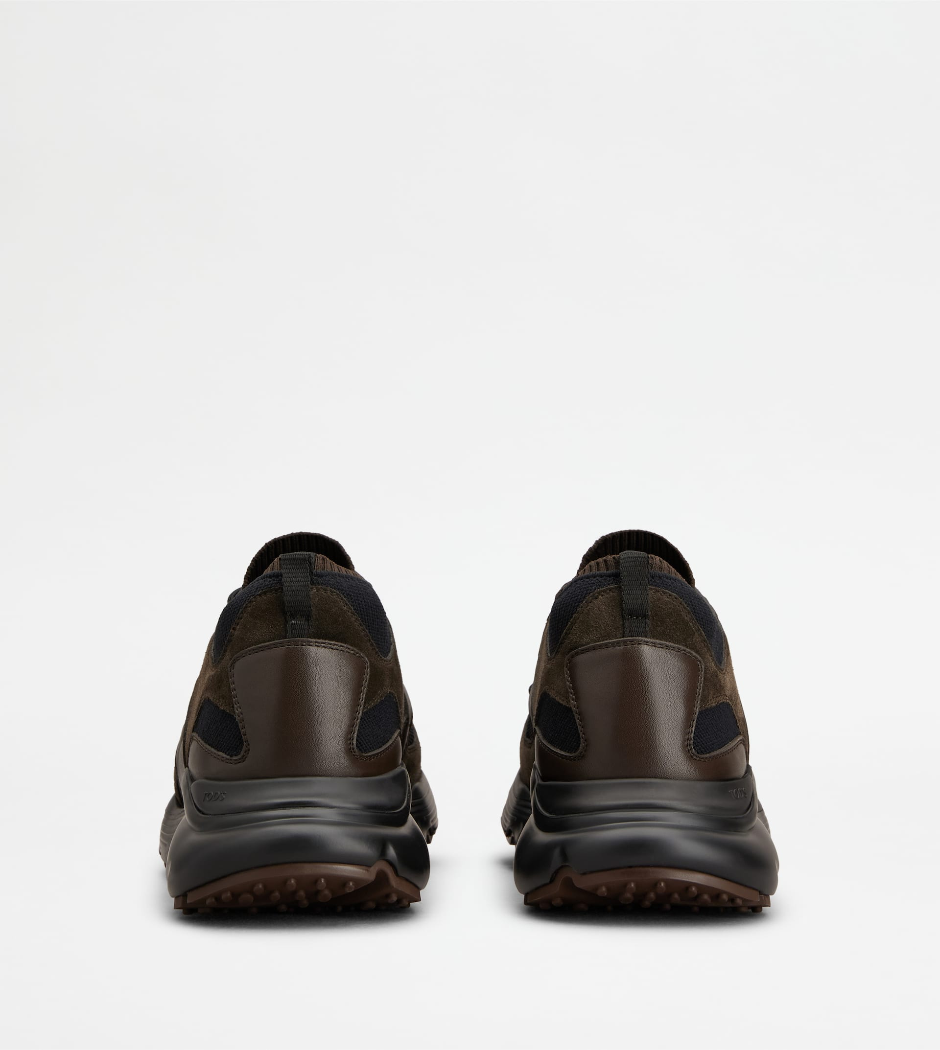 SNEAKERS IN LEATHER AND TECHNICAL FABRIC - BROWN - 3