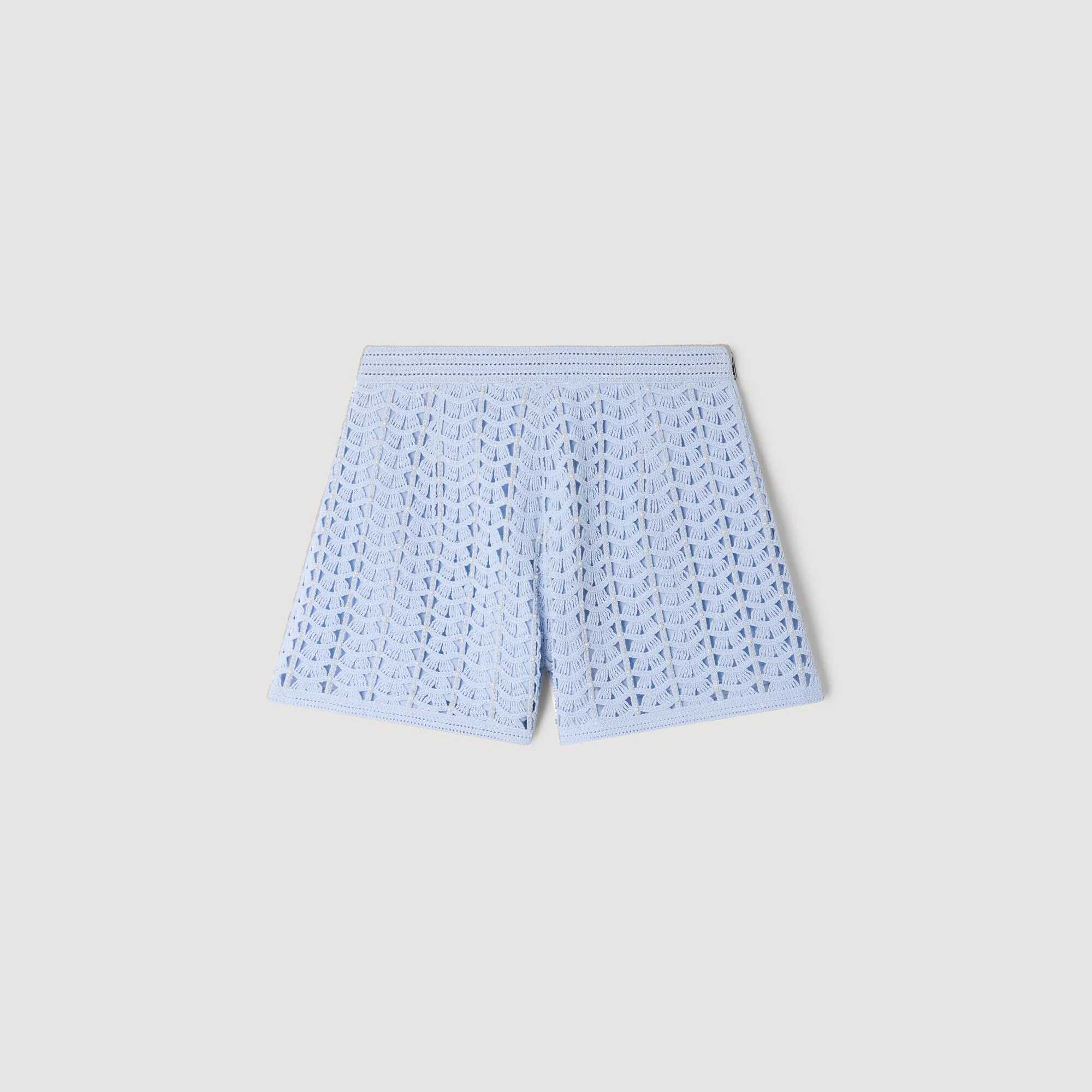 HIGH-WAISTED BEADED CROCHET SHORTS - 1