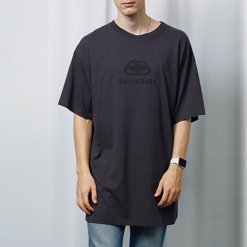BALENCIAGA Balenciaga Oversized Washed Interlocked BB T-Shirt 'Navy Black' 583214TFV658060 outlook
