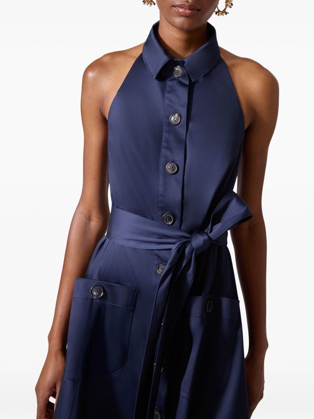 buttoned halterneck dress - 4