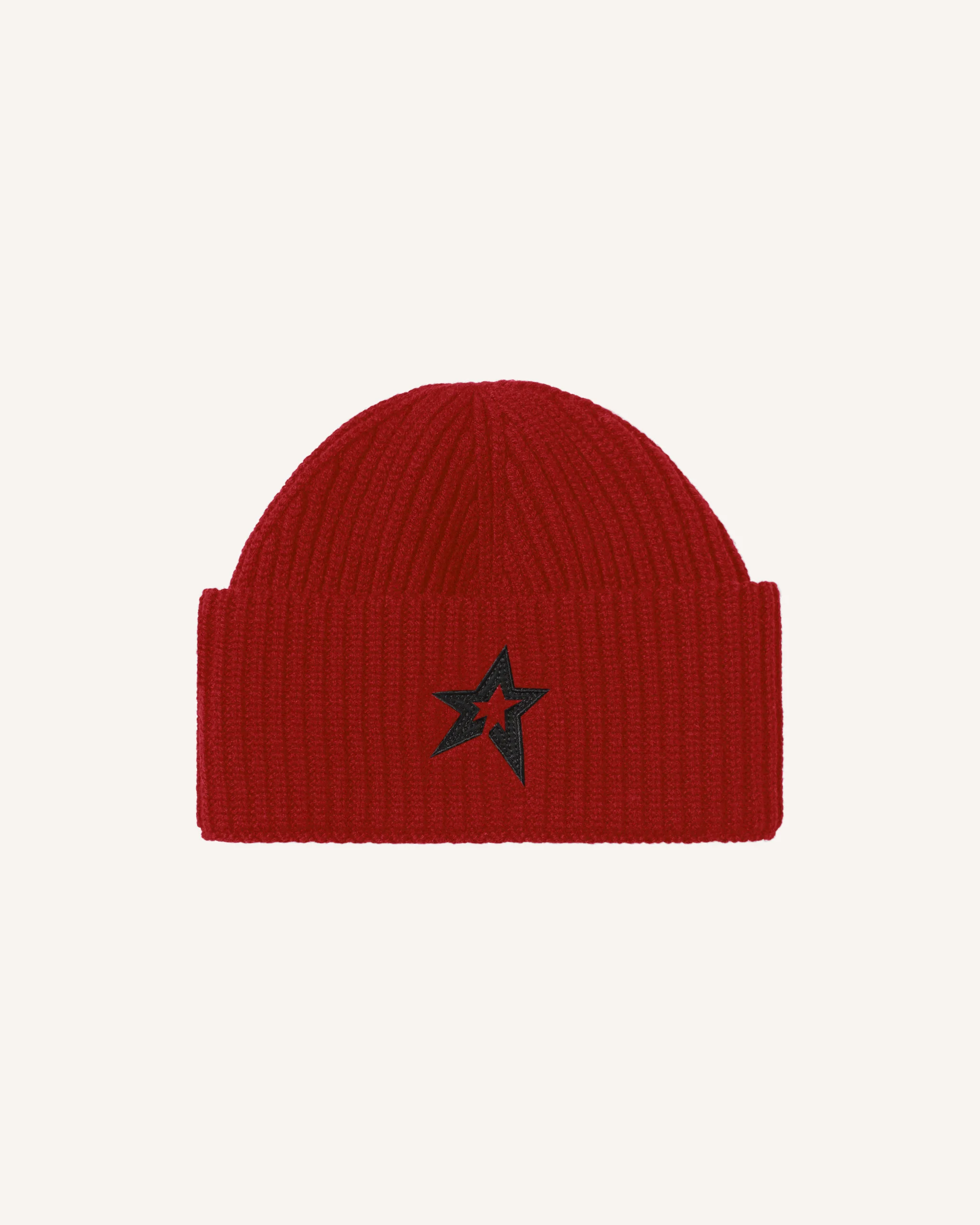 Knitted Ribbed Star Beanie - 1