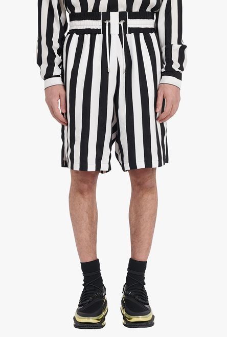 Black and white striped cuprammonium shorts - 6