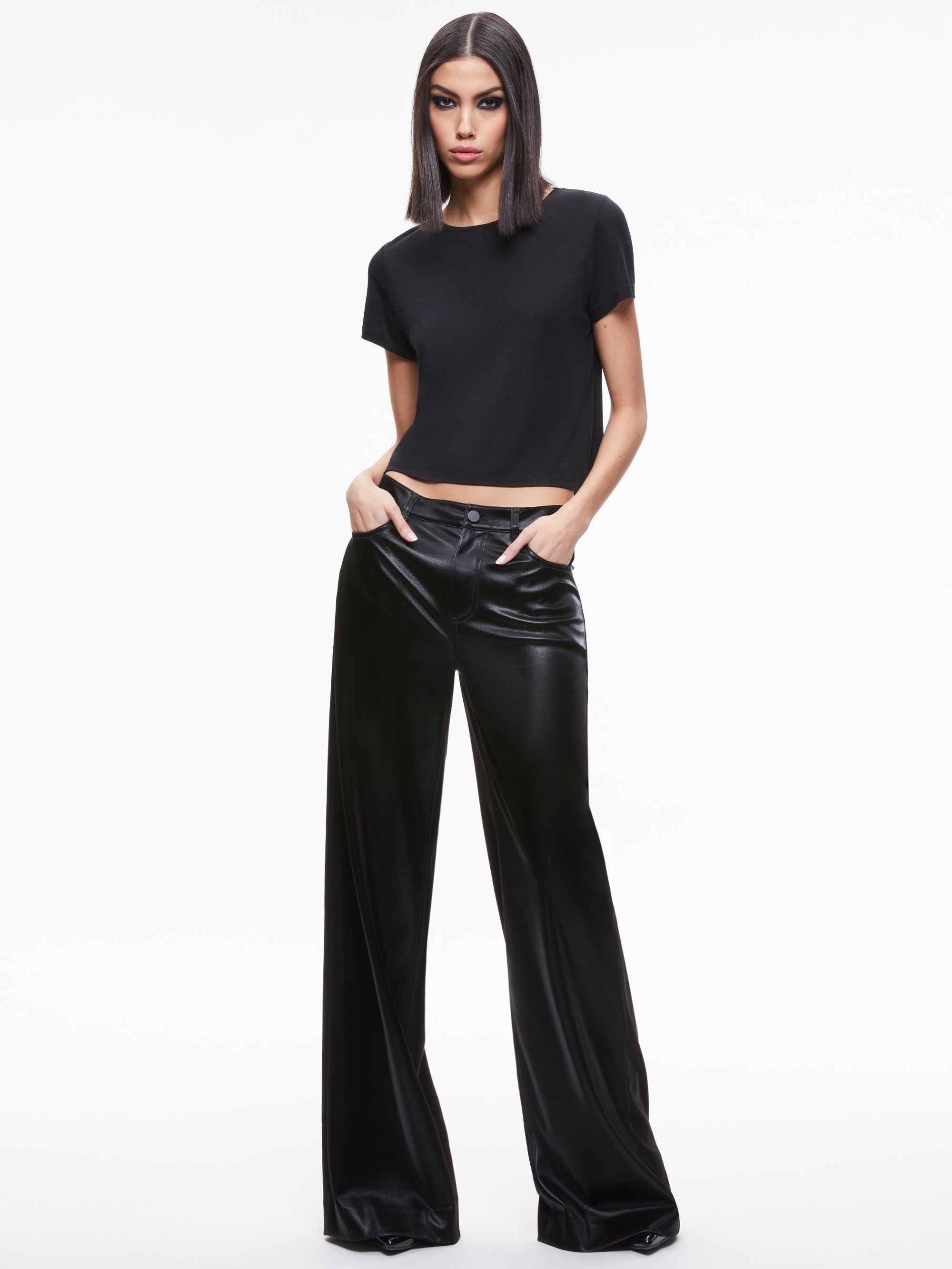 TRISH SHINY VEGAN LEATHER BAGGY PANT - 3