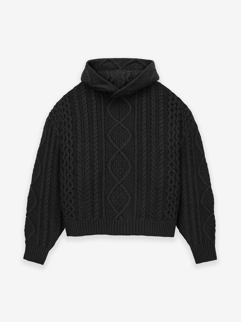 Cable Knit Hoodie - 1