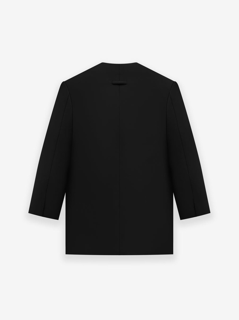 Wool Gabardine Lapelless Suit Jacket 2