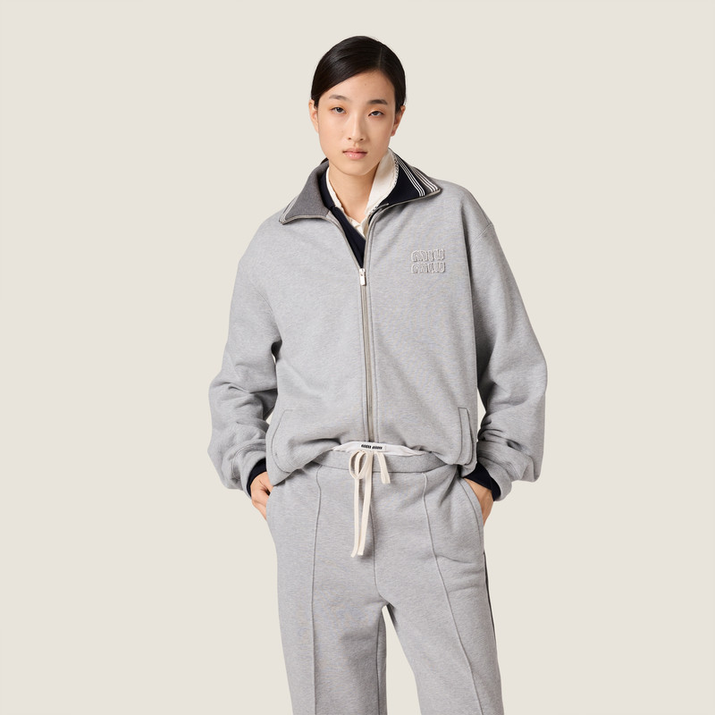 Zippered cotton fleece jacket 4