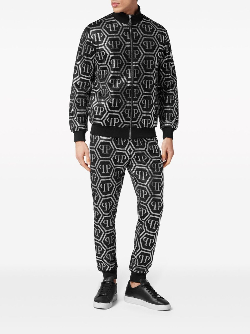 PHILIPP PLEIN monogram crystal-embellished tracksuit outlook