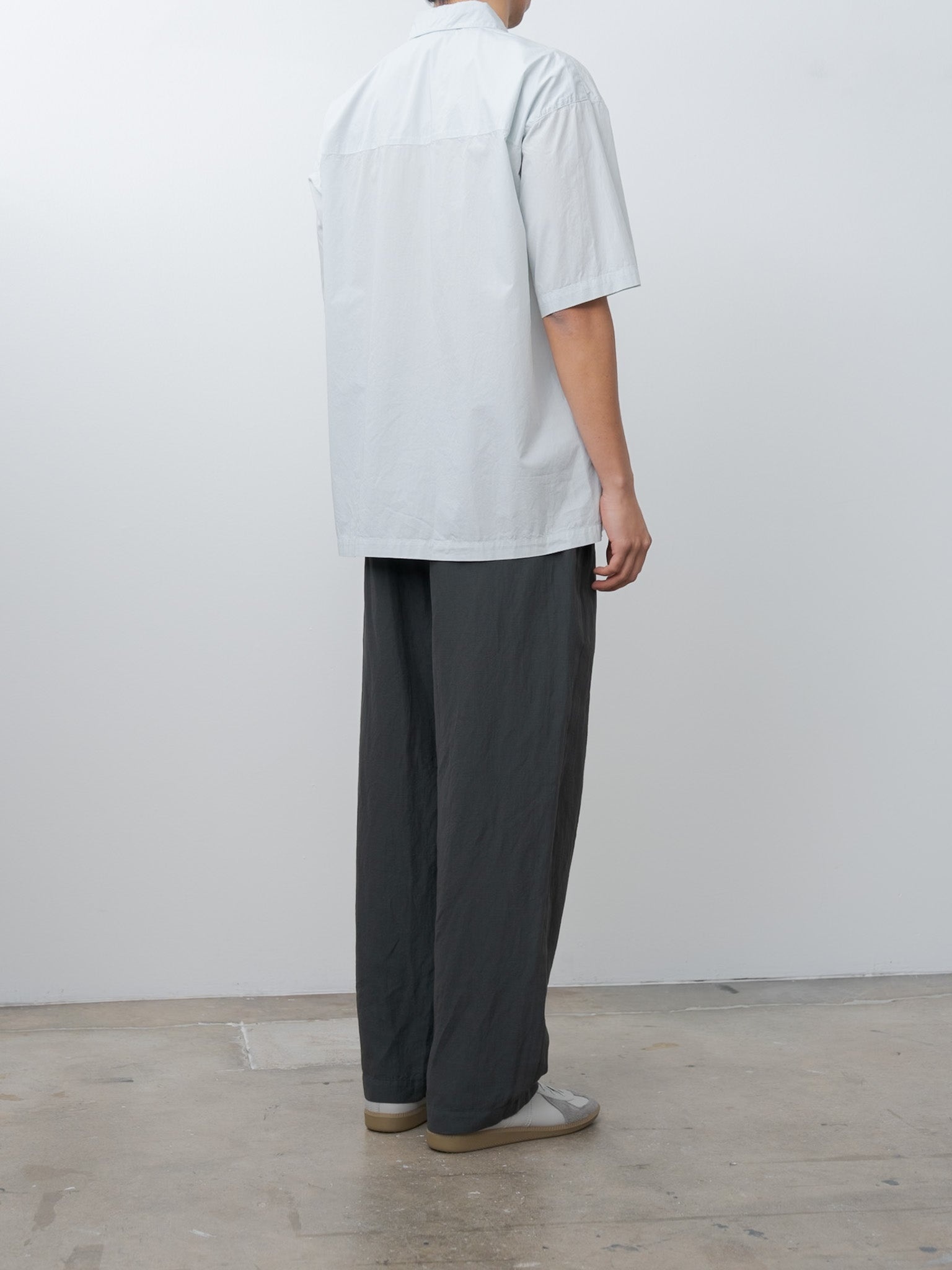 Cotton Lawn Oversized Short Sleeve Shirt - Ice Blue - 3