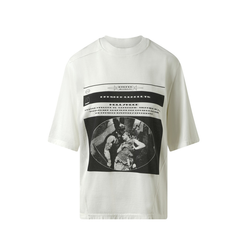 Rick Owens DRKSHDW Opera Print Warlus T-Shirt in Milk/Black outlook