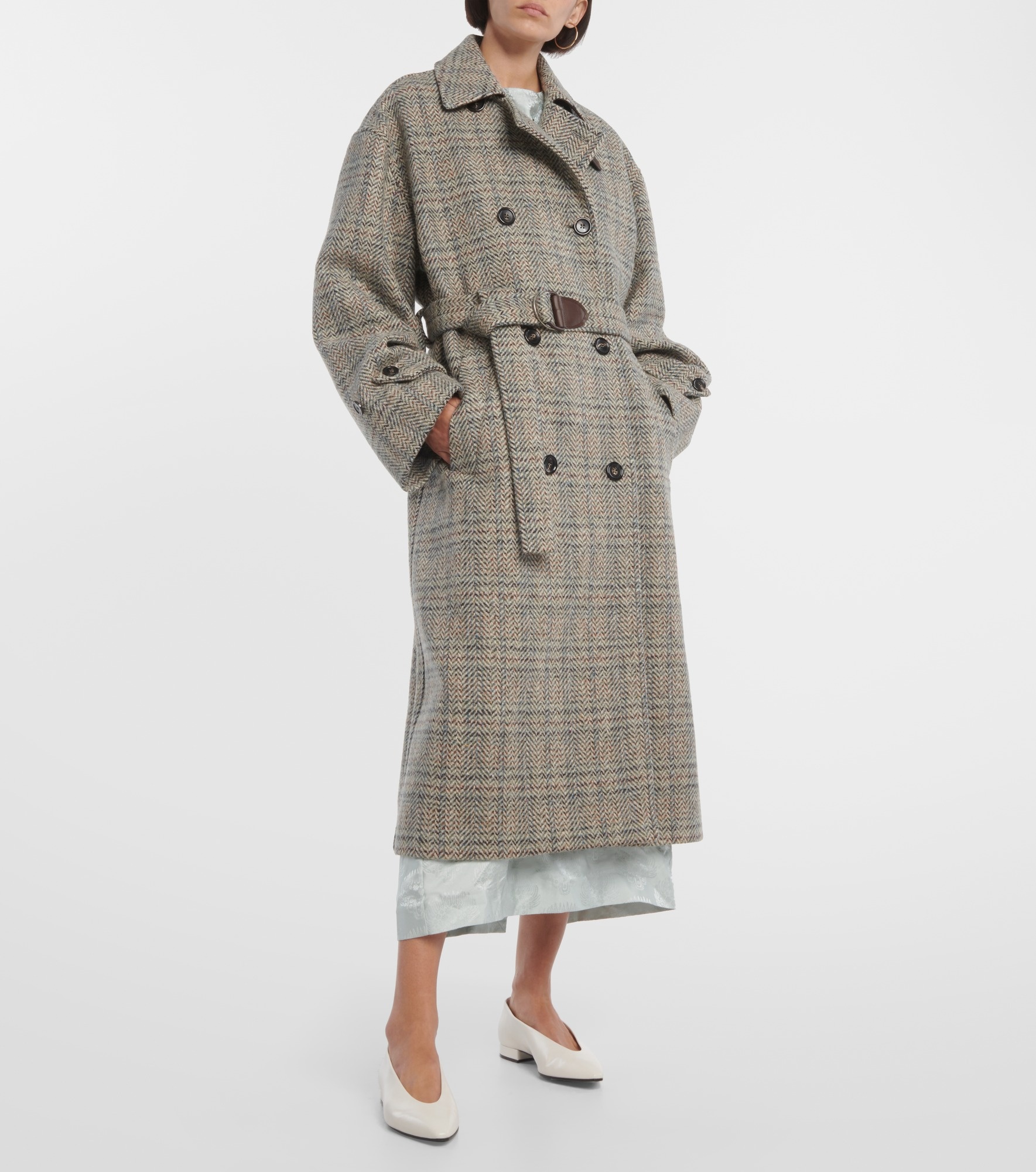 Herringbone wool and cashmere-blend coat - 7