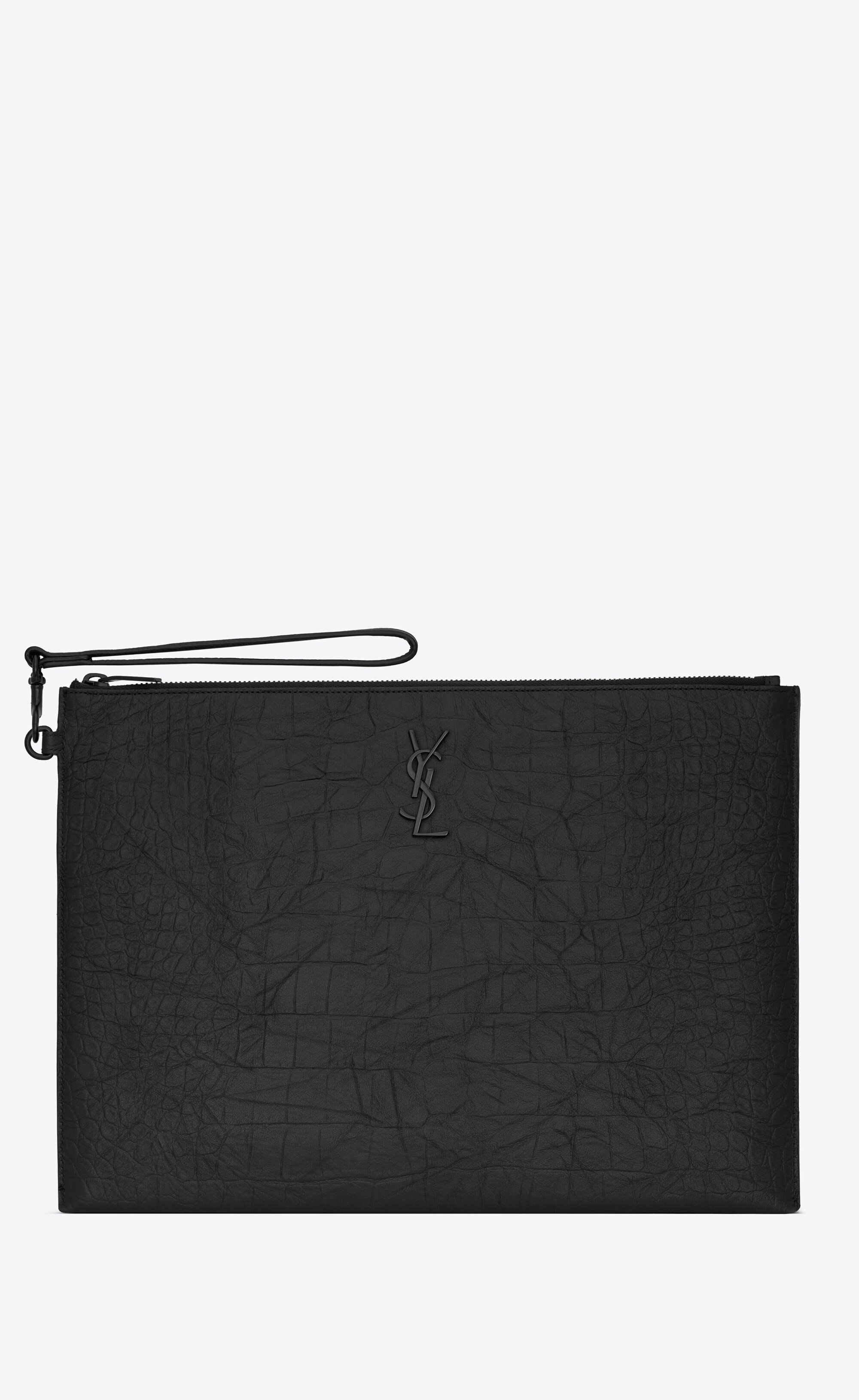 cassandre document holder in crocodile-embossed leather - 1