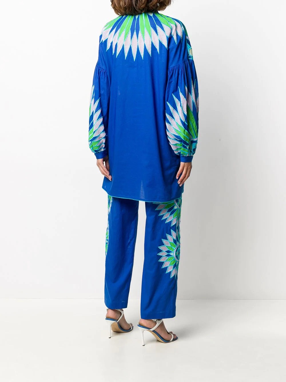 geometric embroidered kaftan top - 4