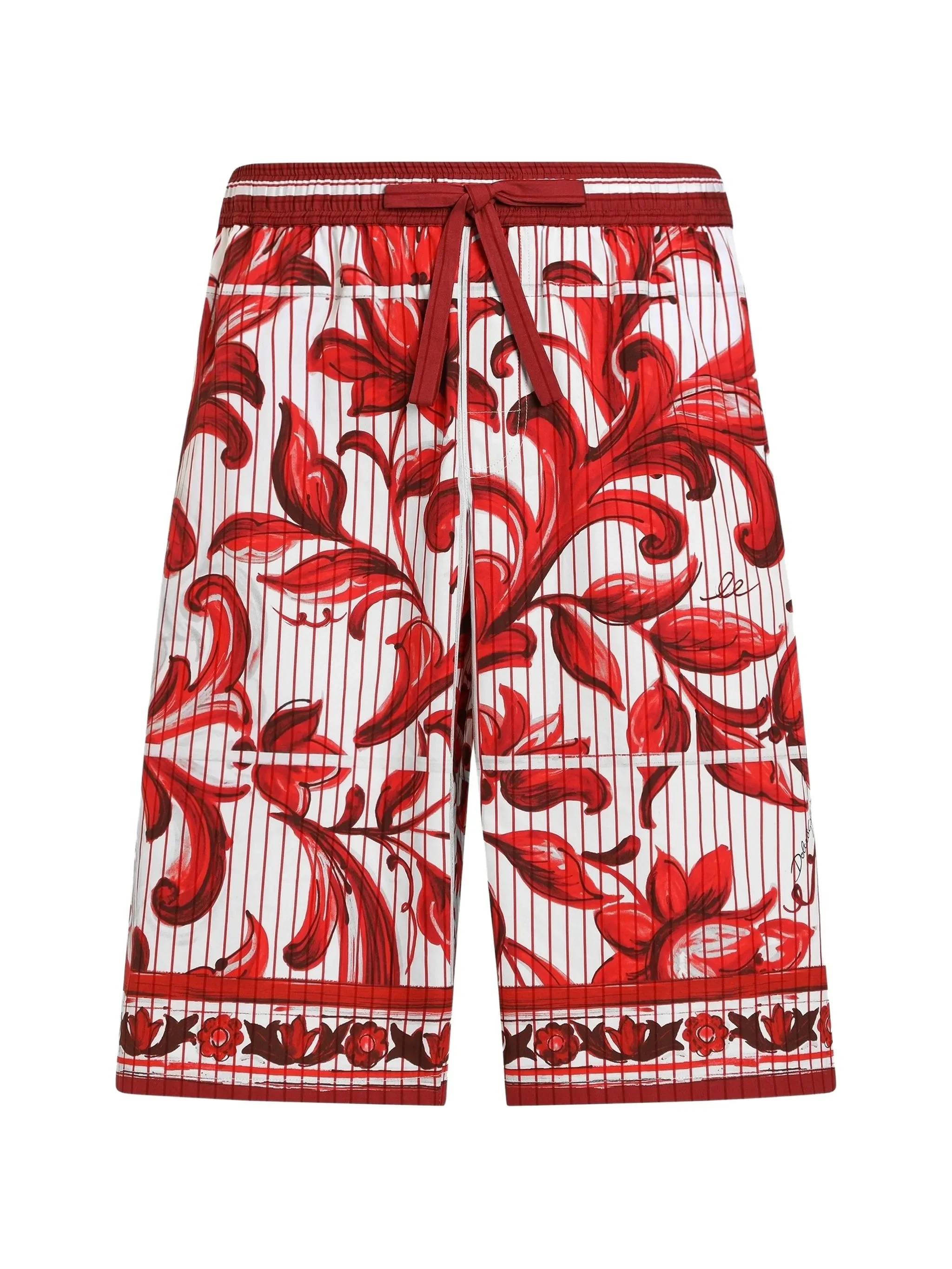 Dolce & Gabbana Majolica-print Striped Poplin Vanity Bermudas - 1