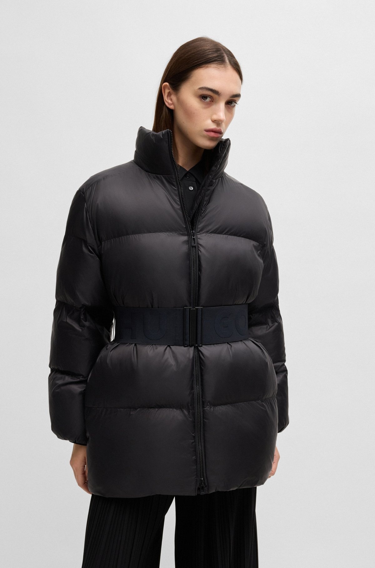 DETACHABLE-HOOD PADDED JACKET WITH REMOVABLE LOGO BELT - 2