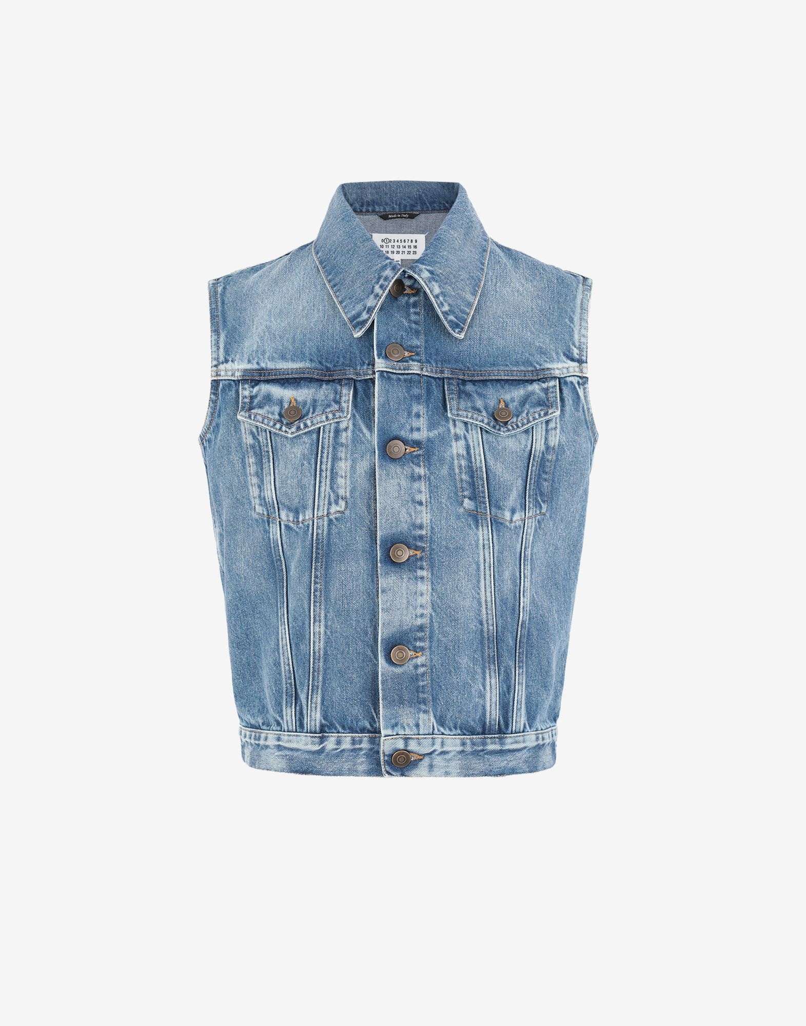 Sleeveless recycled denim jacket - 1