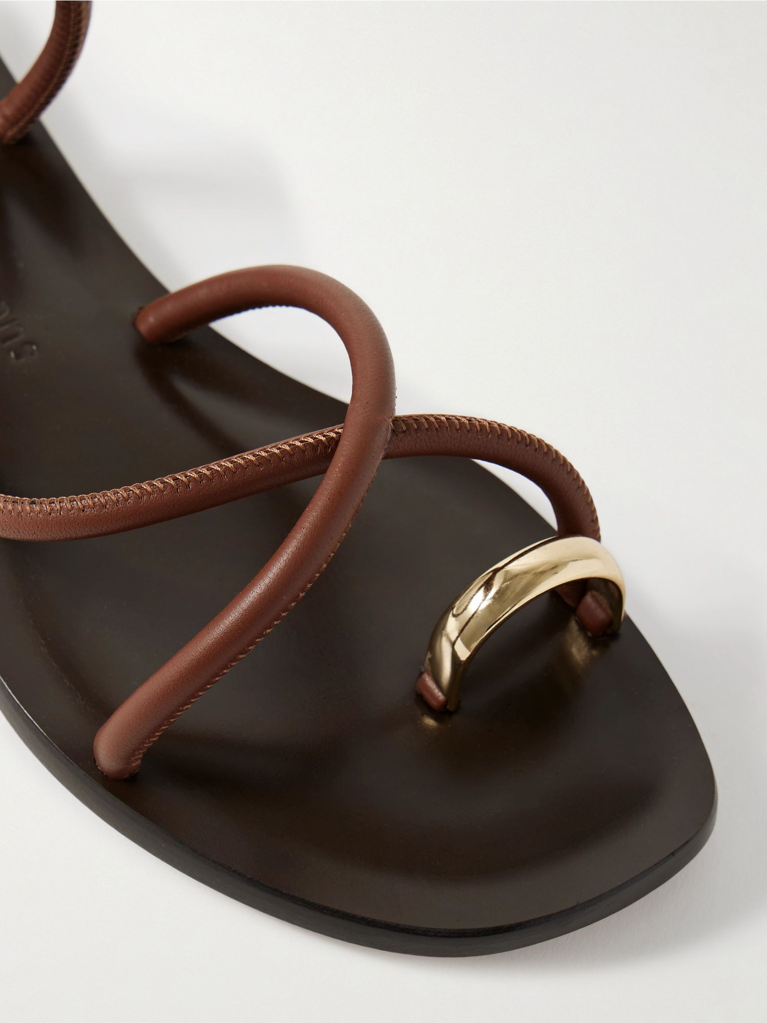 Laurie embellished leather sandals Brown - 4