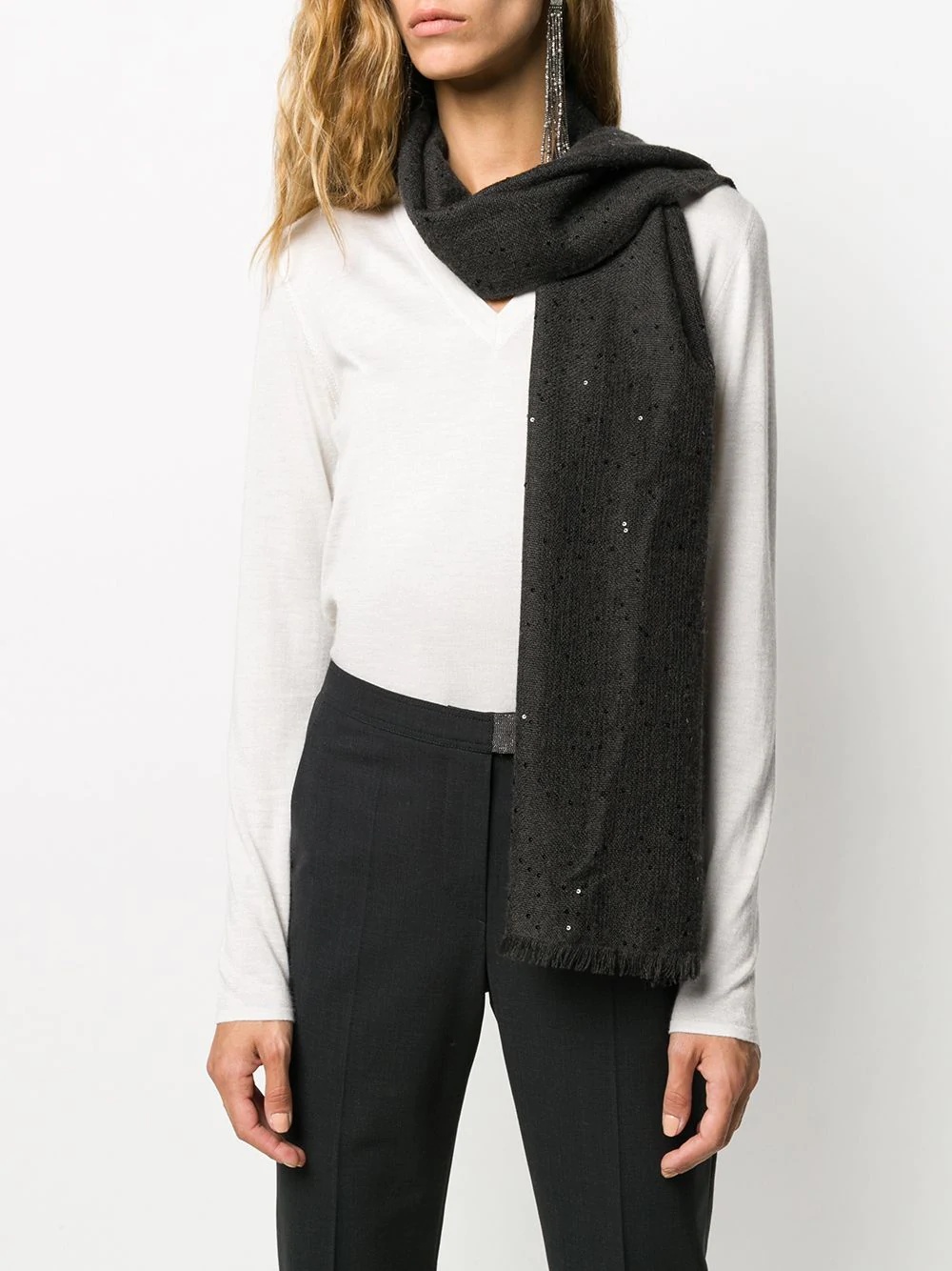 sequin embellished scarf - 2