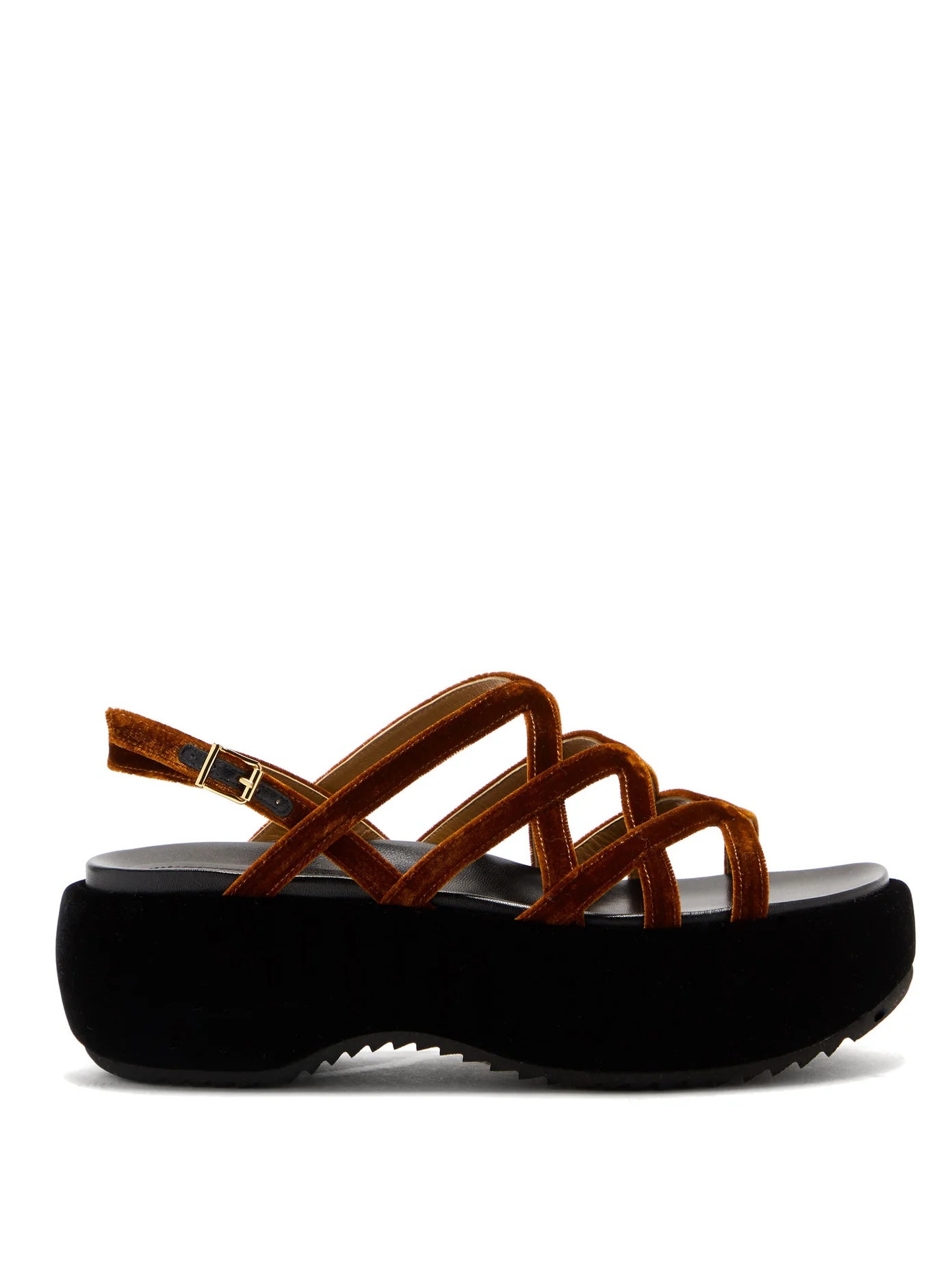 Flatform velvet slingback sandals - 1