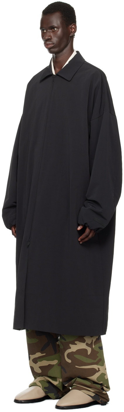 Black Recycled Nylon Trench Coat - 4