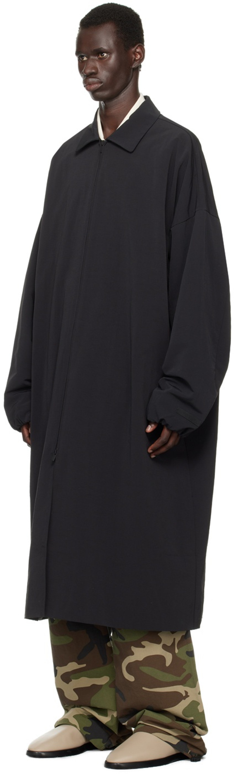 Black Recycled Nylon Trench Coat 4