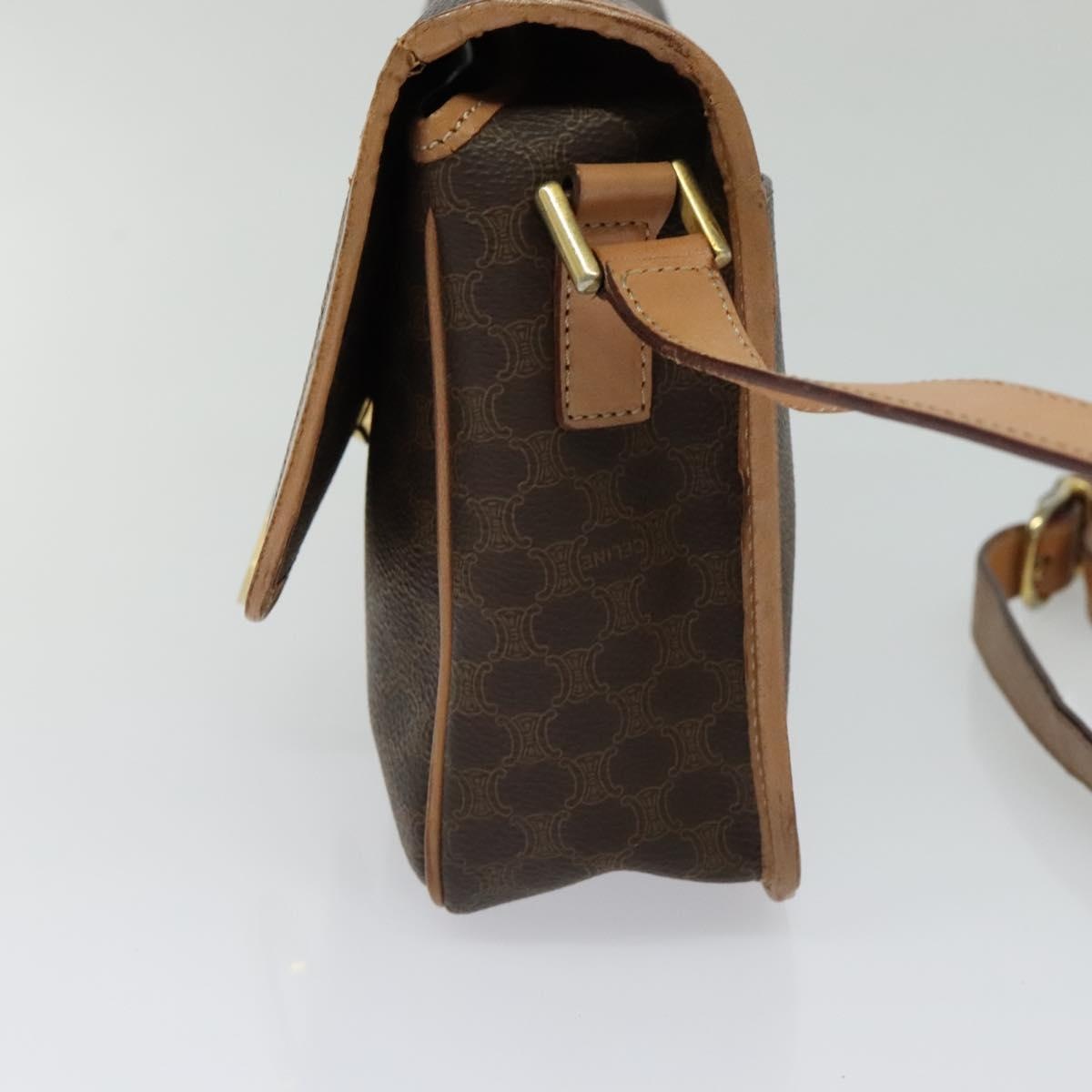 CELINE Macadam Canvas Shoulder Bag Pvc Leather Brown - 4