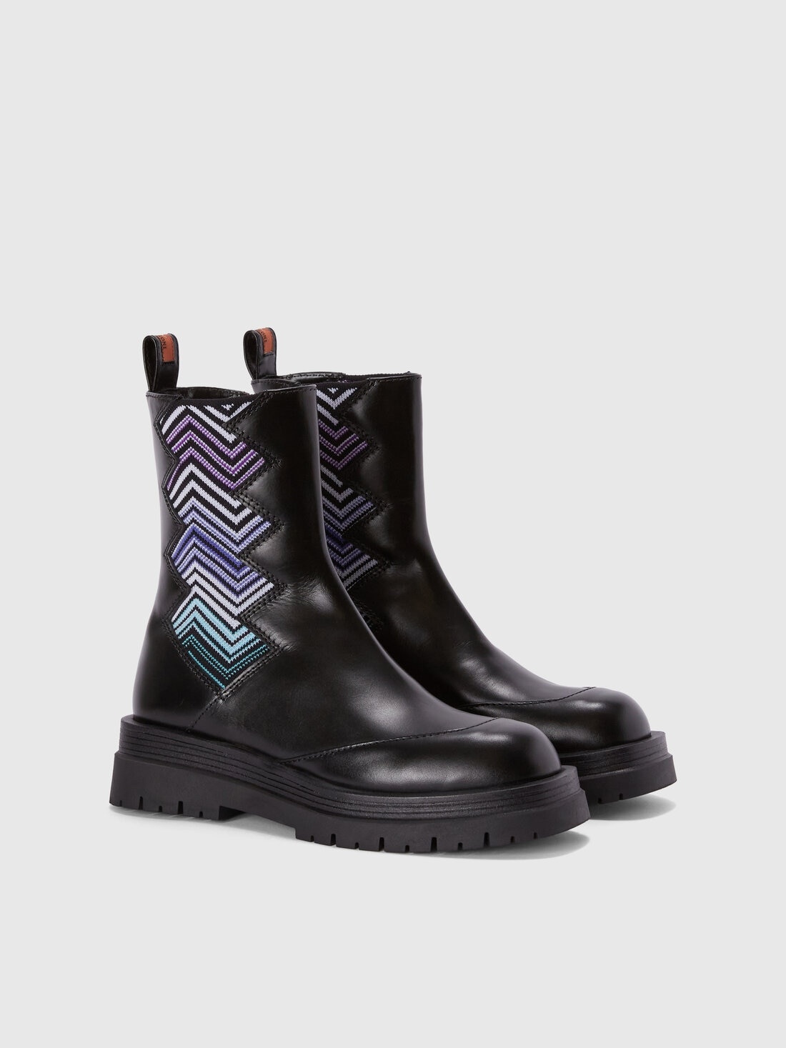 Leather ankle boots with fabric insert - 2