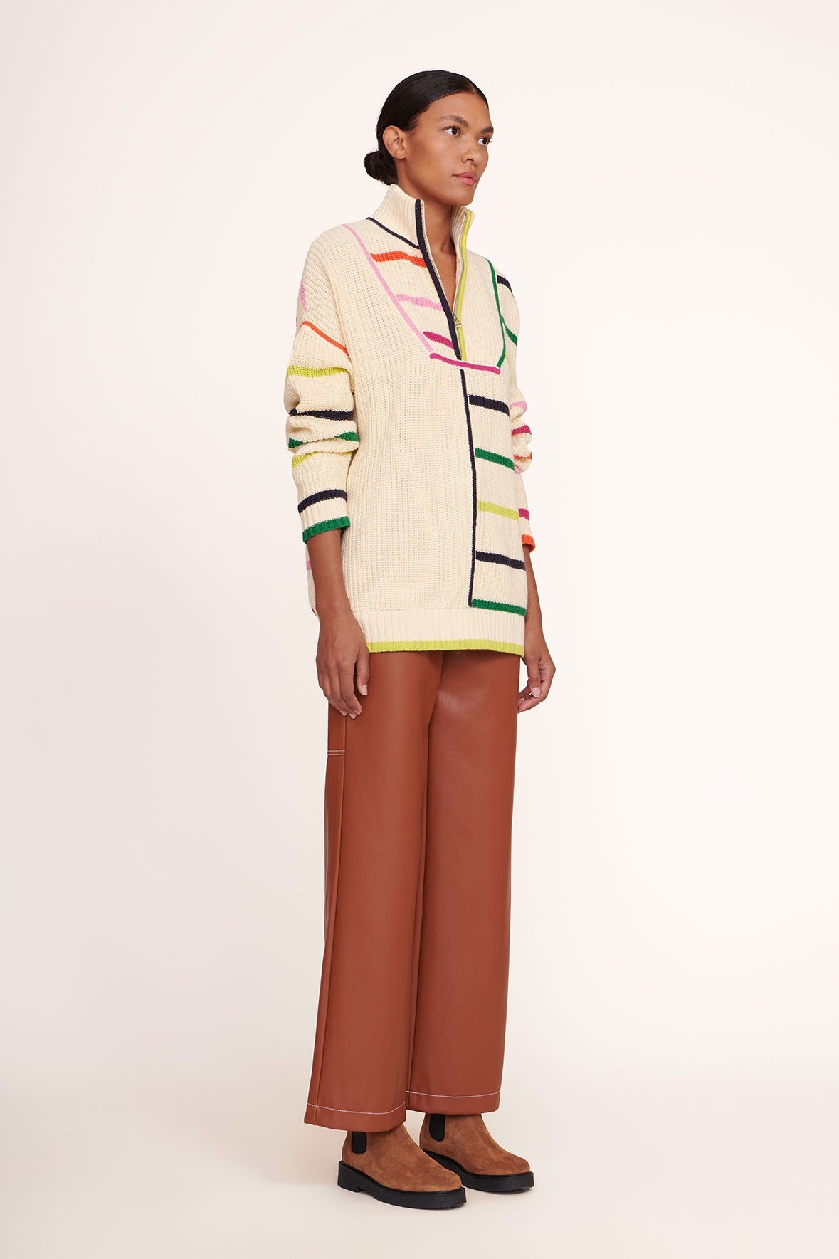 STAUD HAMPTON SWEATER CREME RAINBOW MULTI - 3