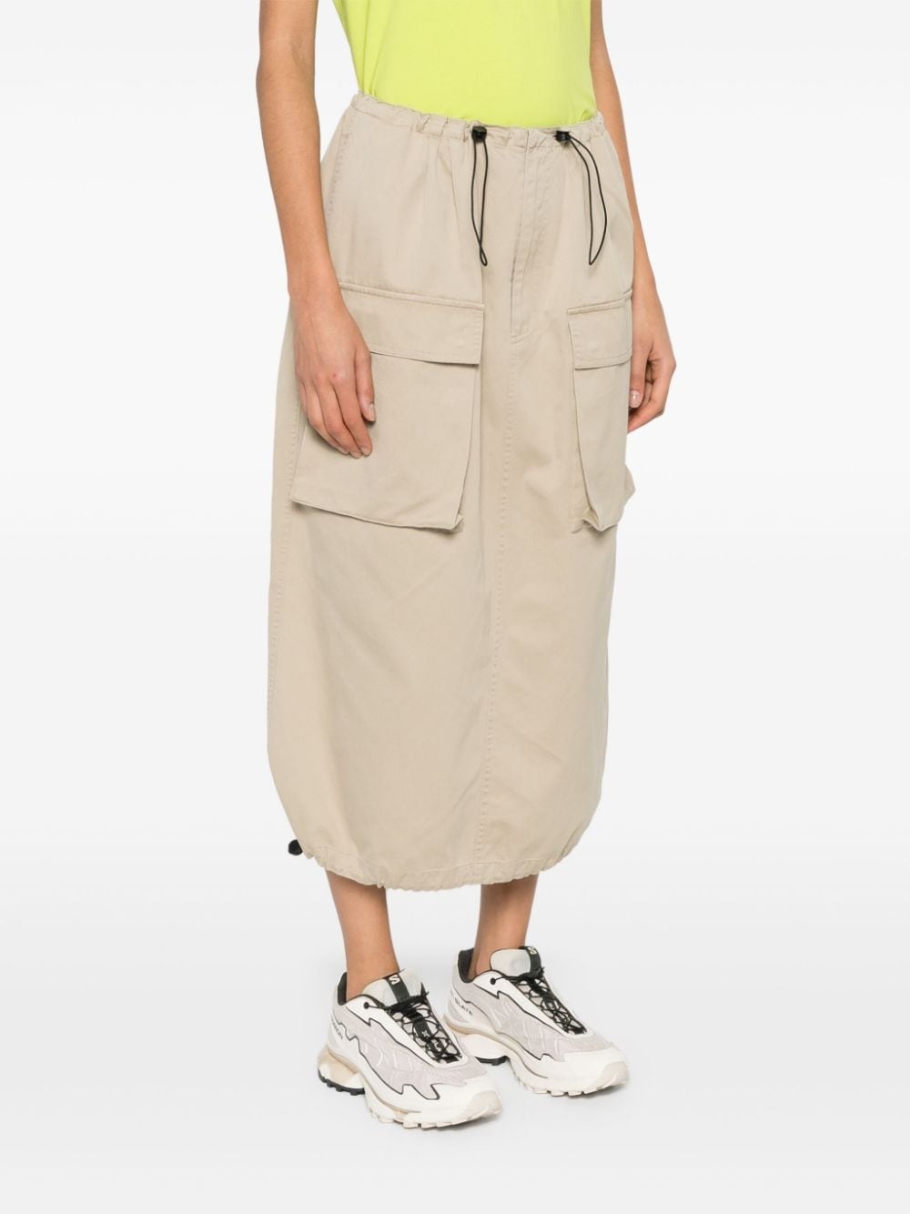 single stitch-logo midi skirt - 3