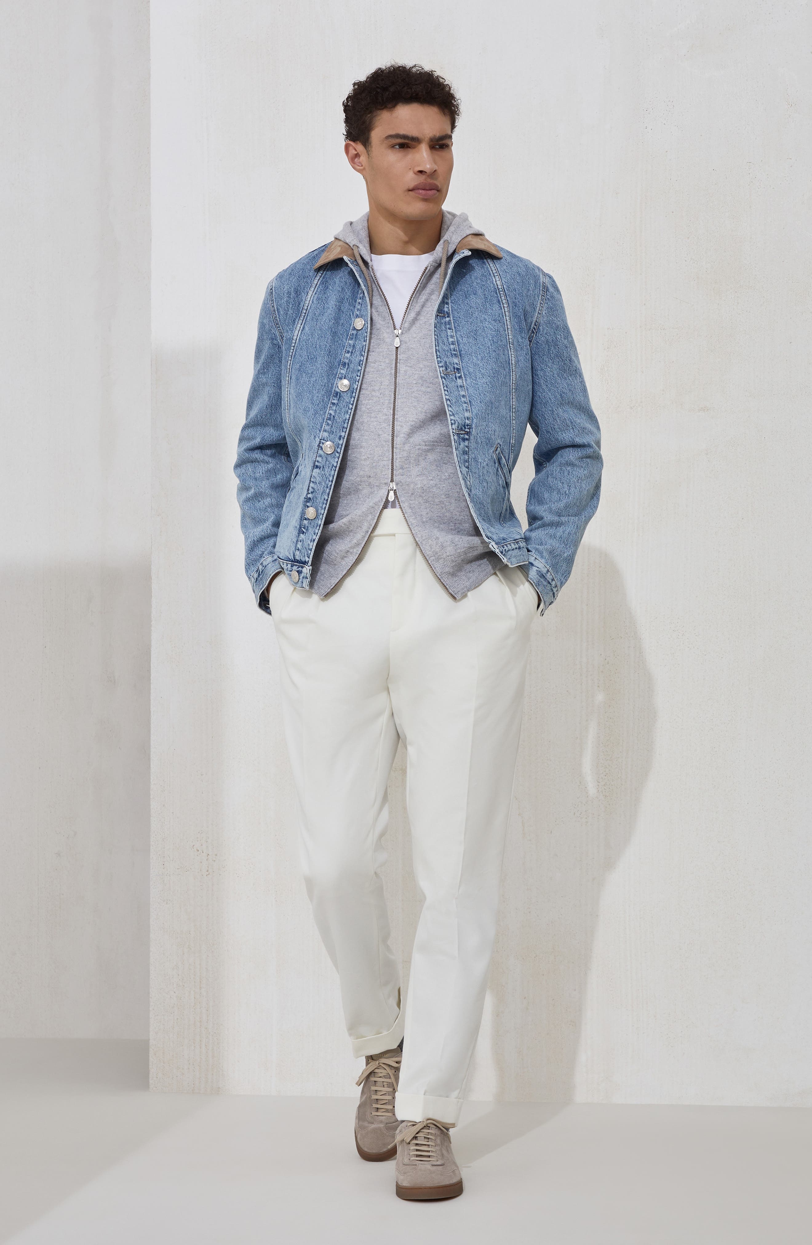 Brunello Cucinelli Sweatshirt-style cardigan in Pebble at Nordstrom - 6