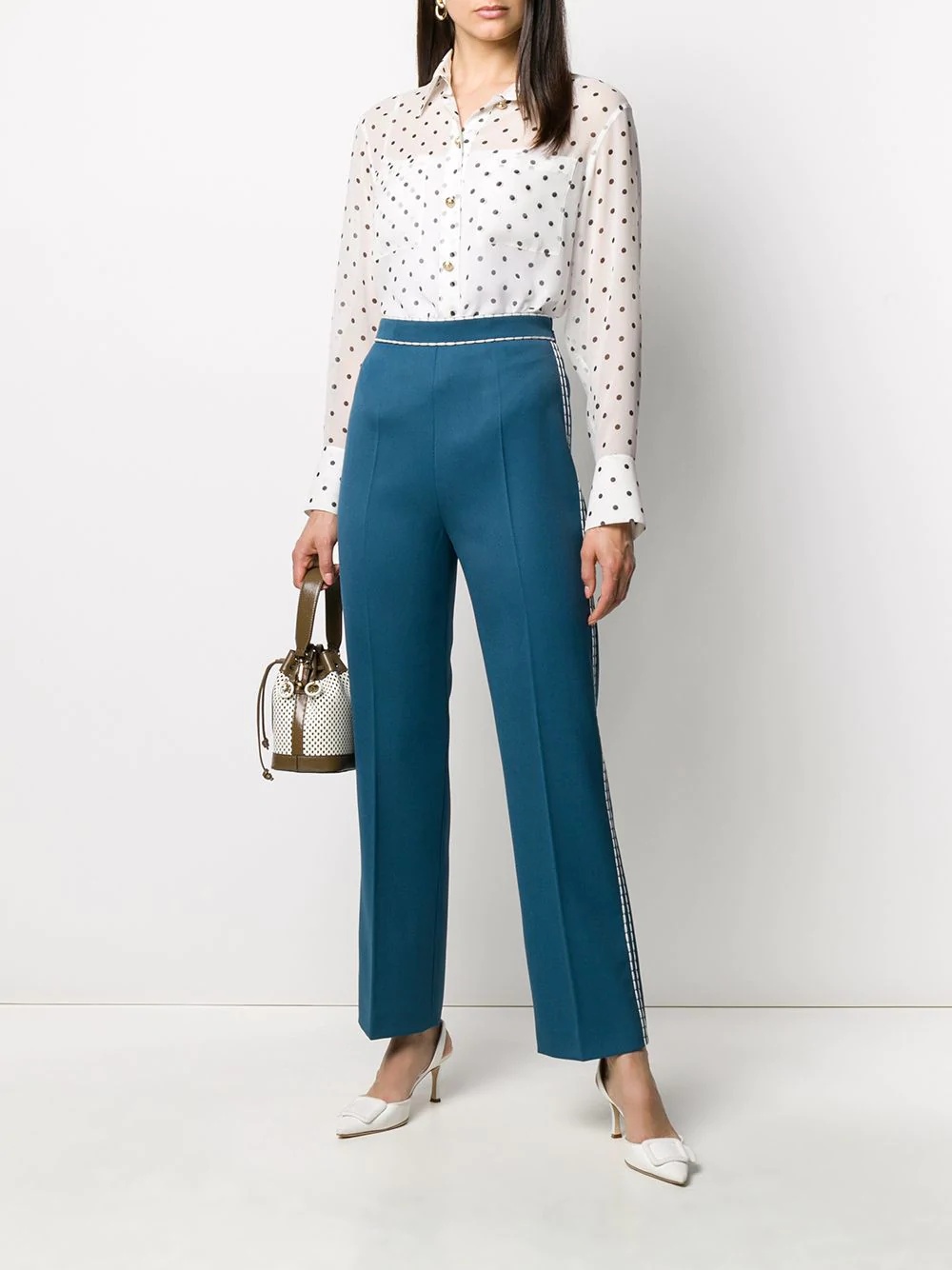 contrast stitching straight-leg trousers - 2